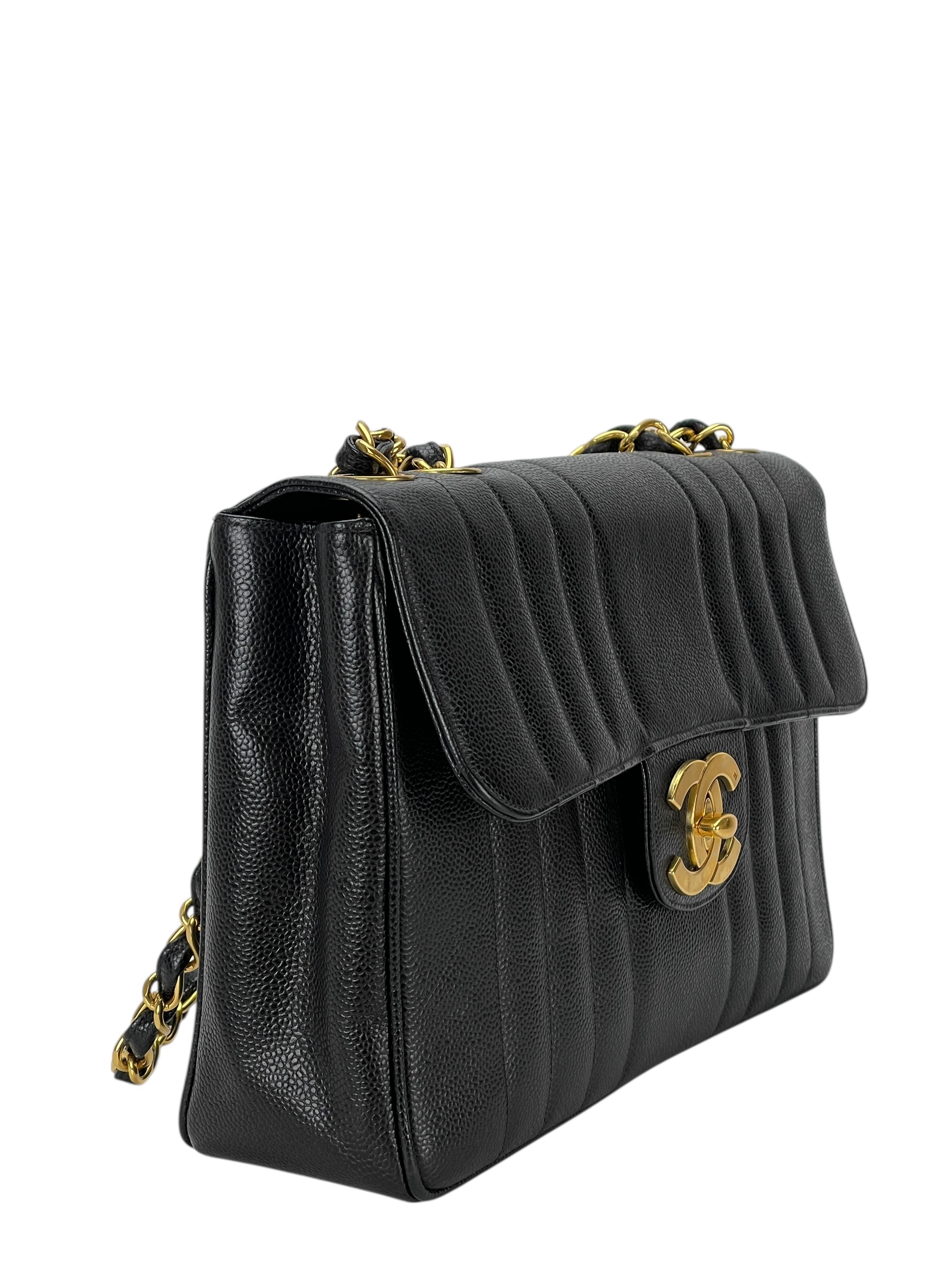 CHANEL - Black Caviar Mademoiselle Jumbo Flap Bag 30
