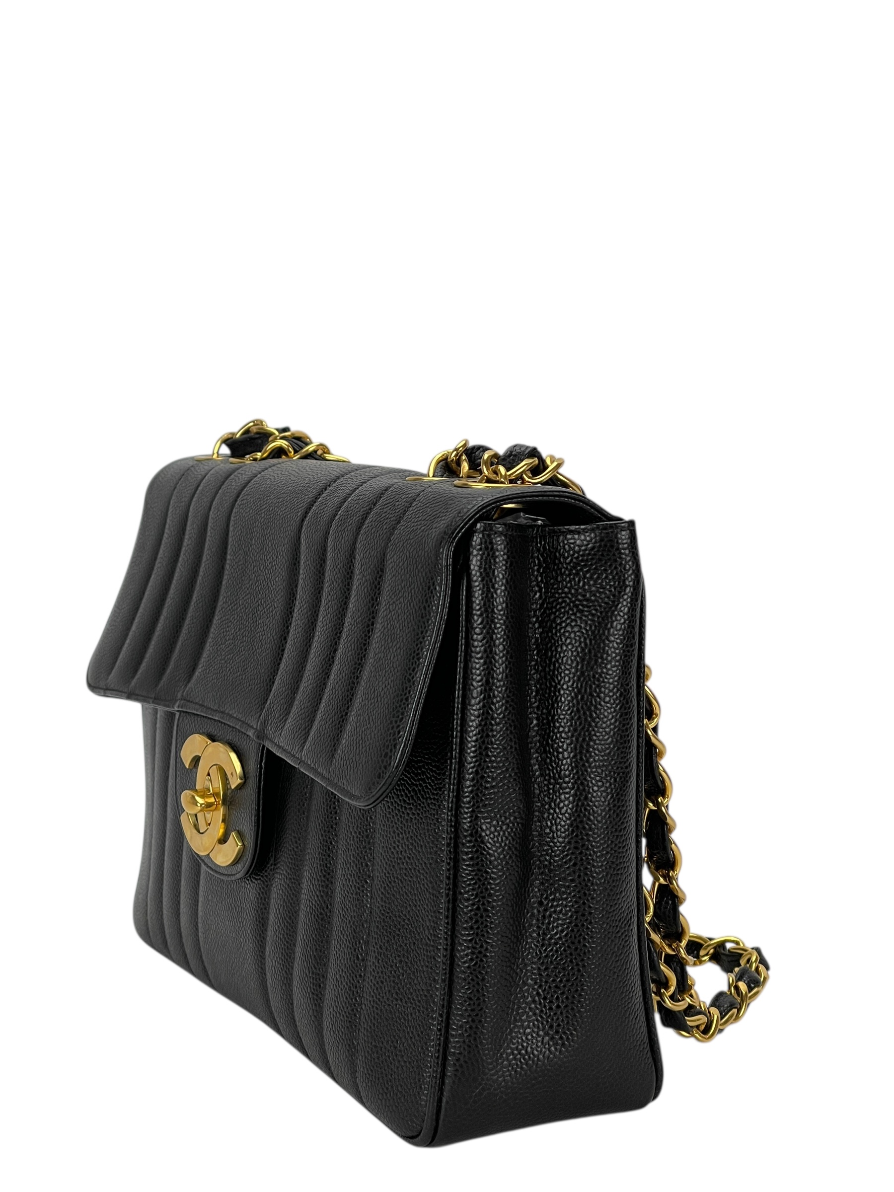 CHANEL - Black Caviar Mademoiselle Jumbo Flap Bag 30