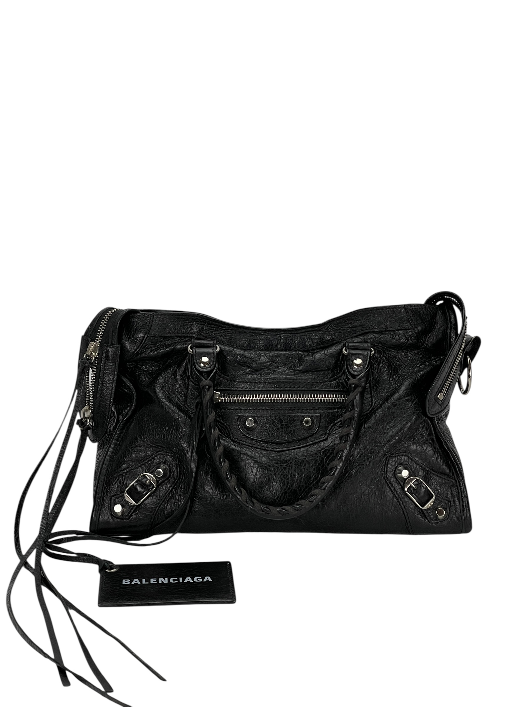 BALENCIAGA - Black Calfskin Motorcycle City Bag – Camellia Vintage