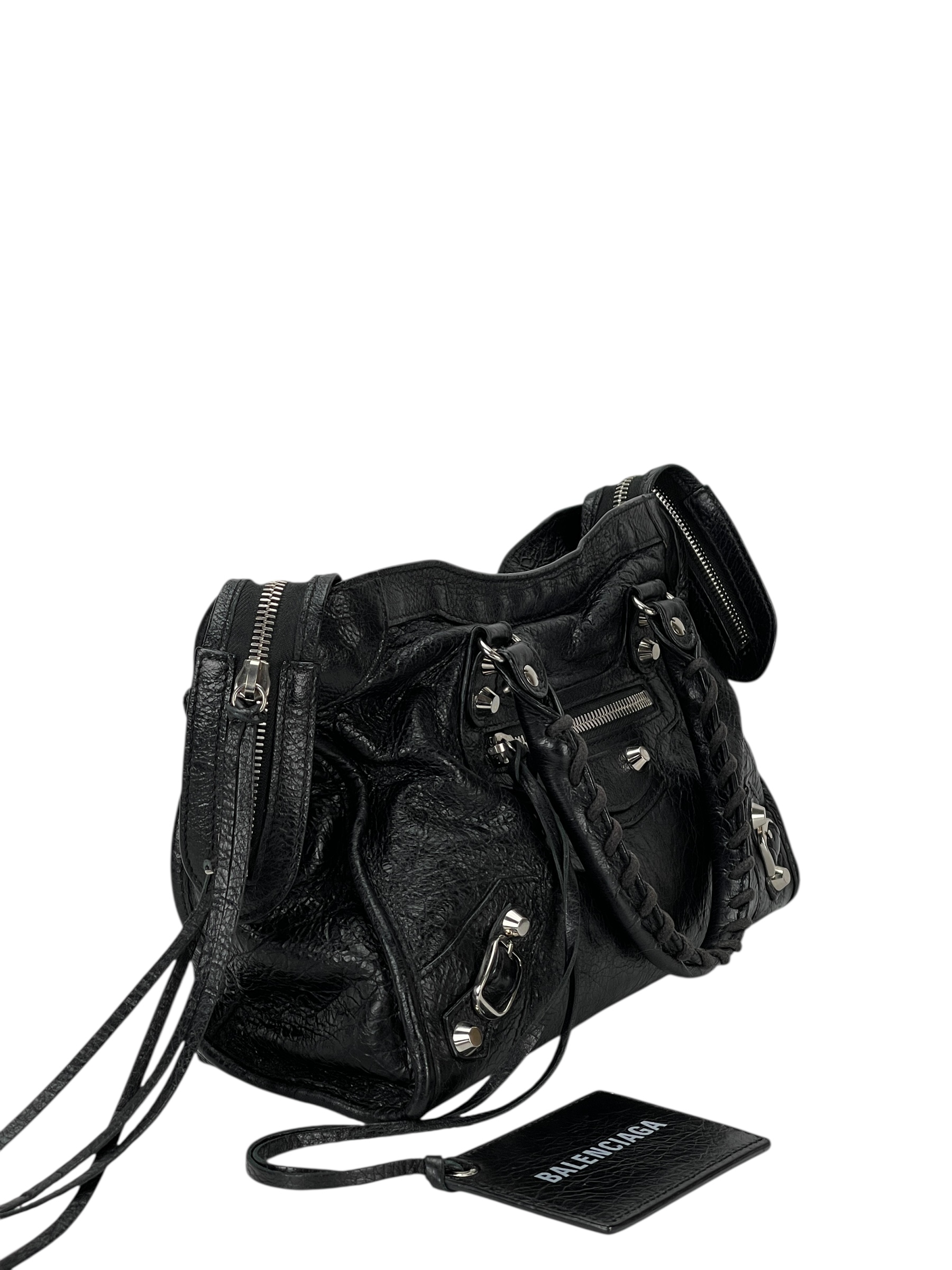 BALENCIAGA - Black Calfskin Motorcycle City Bag – Camellia Vintage
