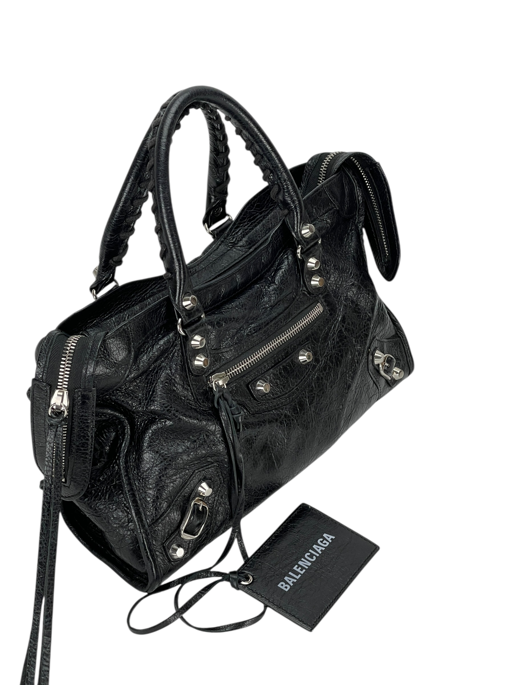 BALENCIAGA - Black Calfskin Motorcycle City Bag – Camellia Vintage