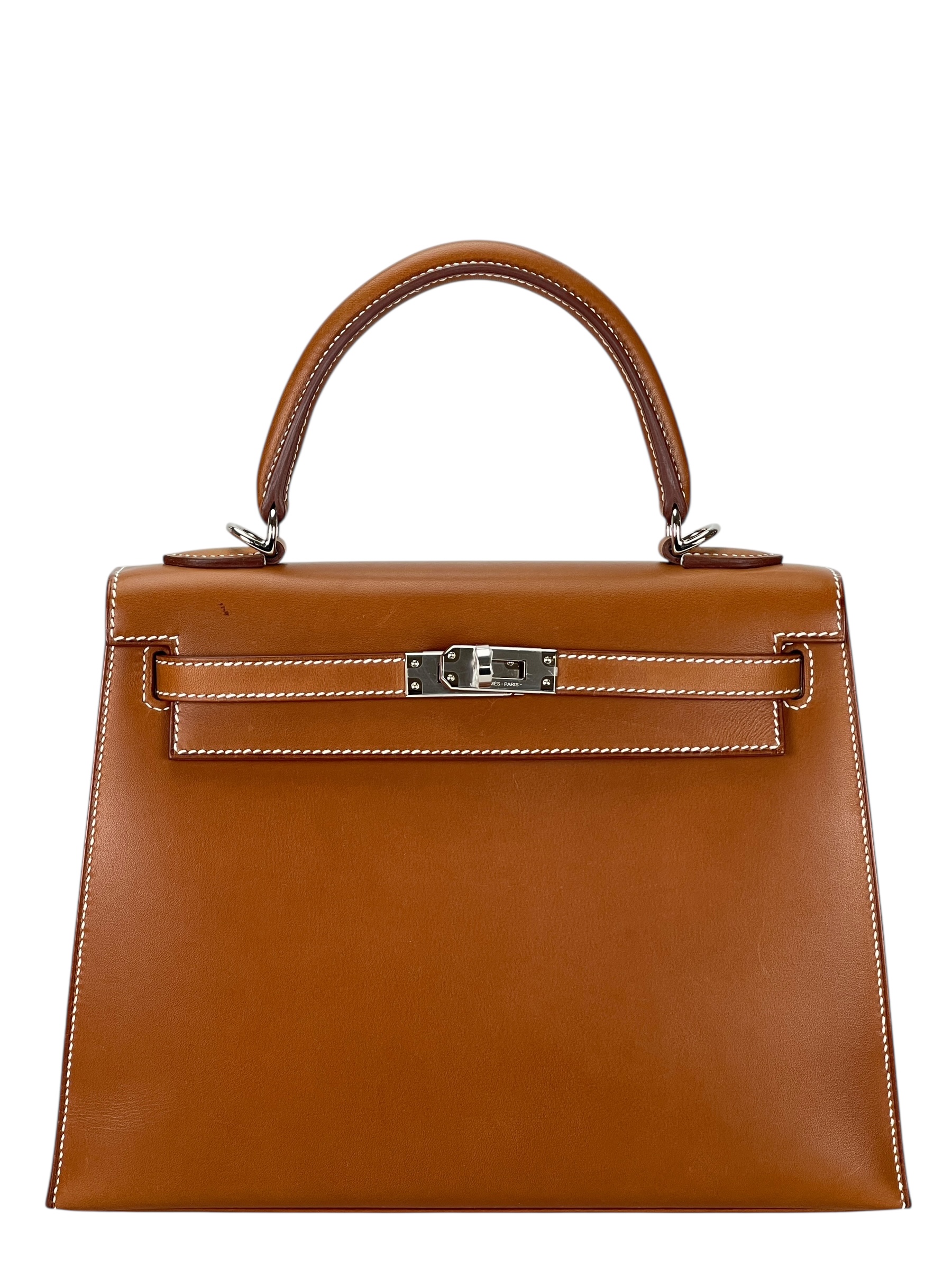HERMES - Kelly 25 Gold Fauve Barenia Faubourg Palladium Hardware