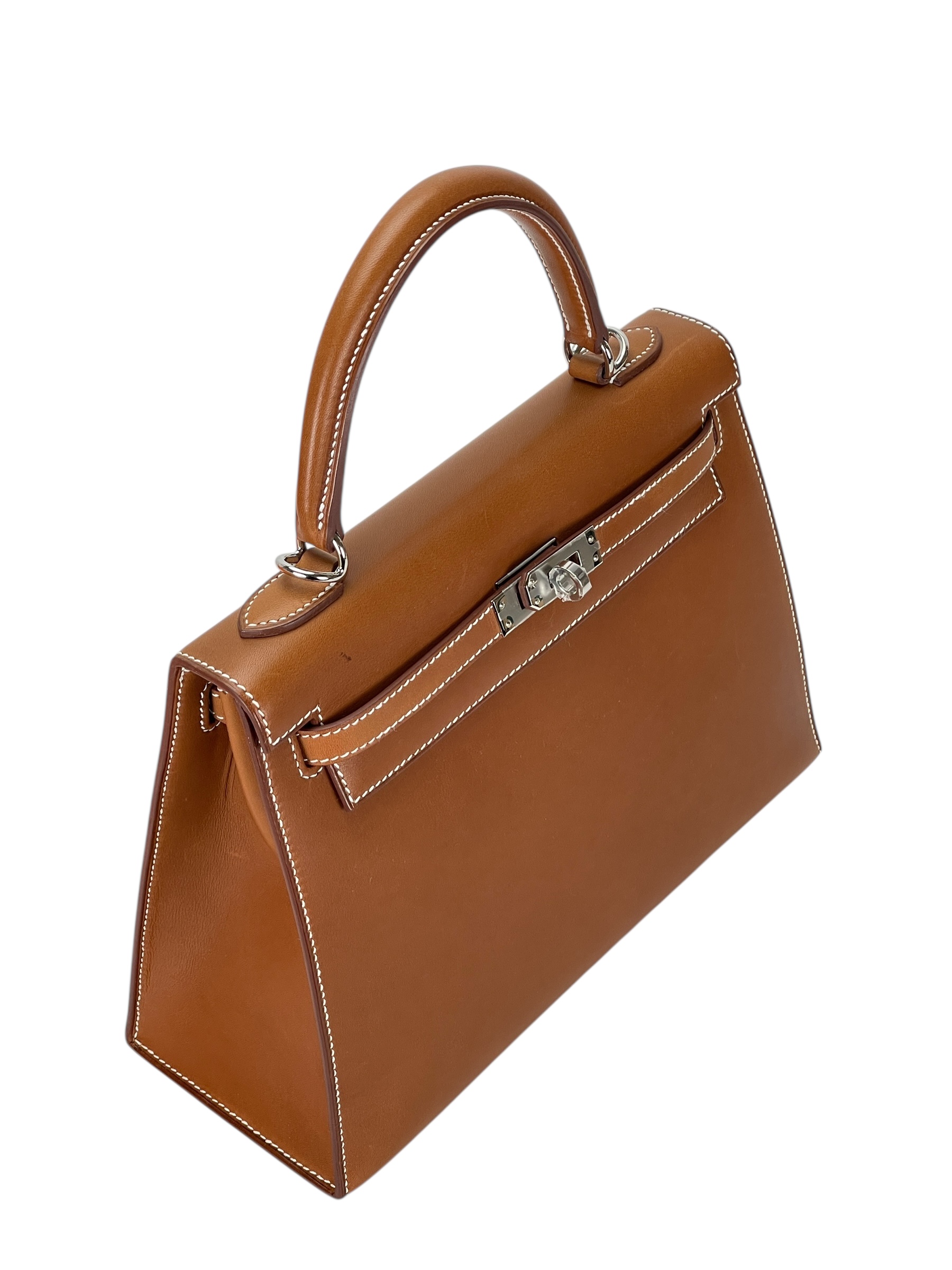 HERMES - Kelly 25 Gold Fauve Barenia Faubourg Palladium Hardware