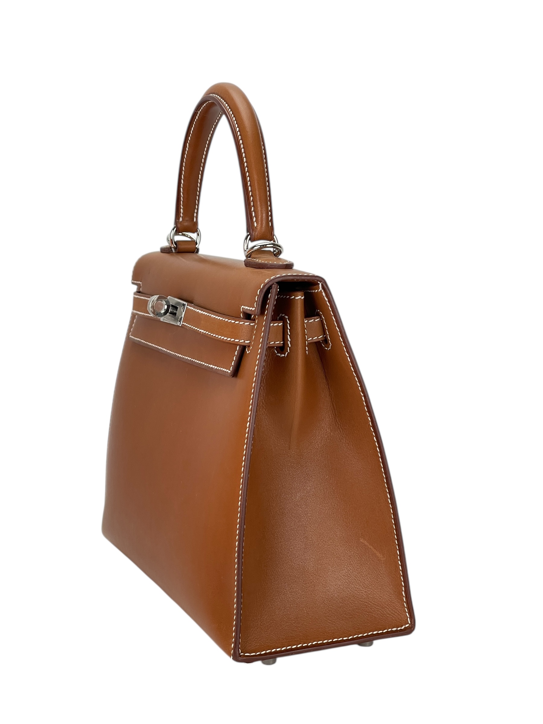 HERMES - Kelly 25 Gold Fauve Barenia Faubourg Palladium Hardware