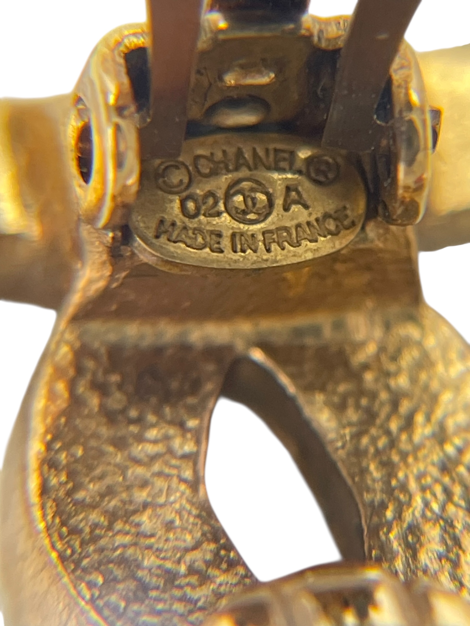 CHANEL - 02A Gold Rhinestone Coco Mark Earrings