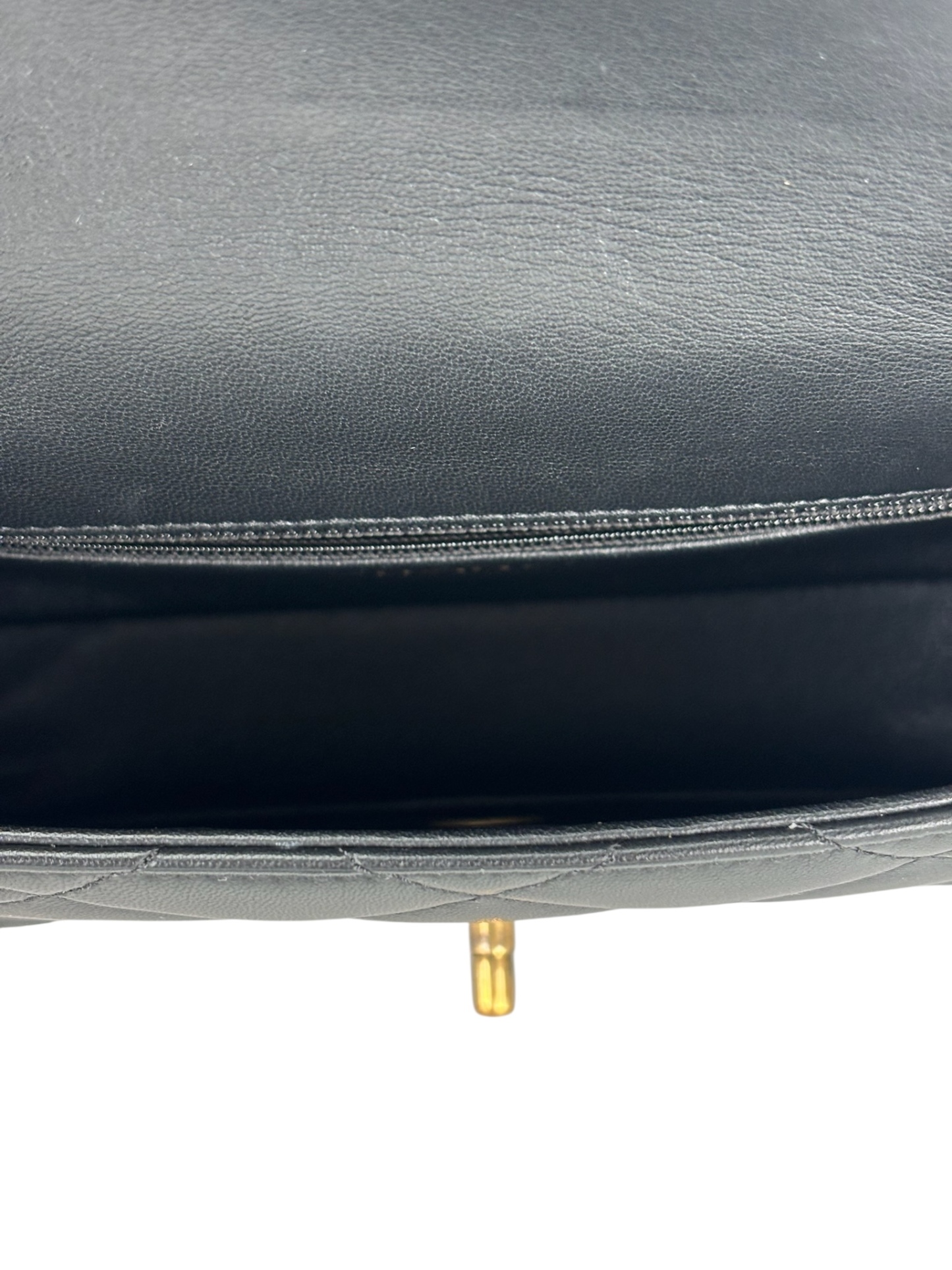 CHANEL - Black Lambskin Square 17 Quilted Heart Charms Flap Shoulder Bag