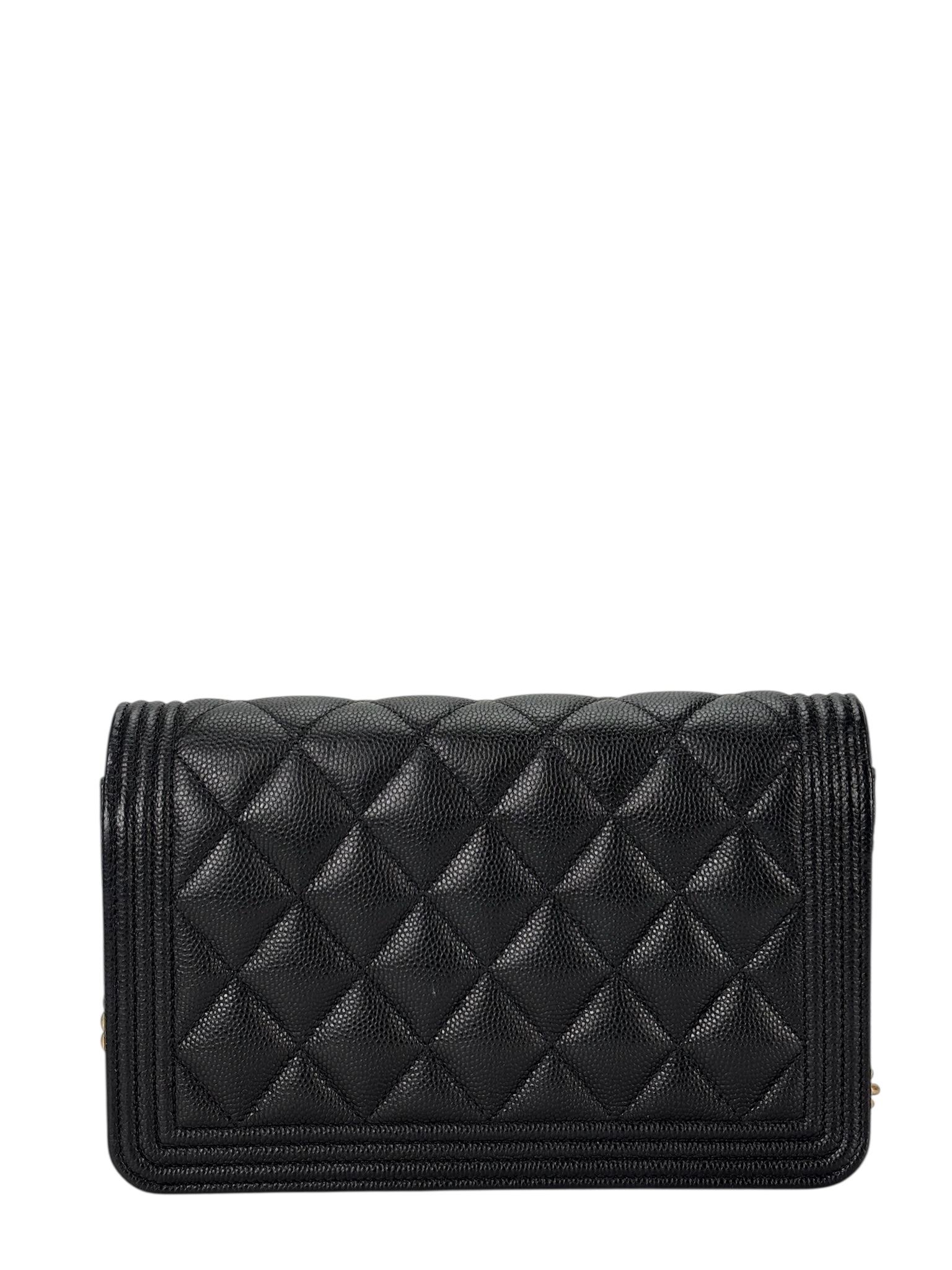CHANEL - Black Caviar Quilted Boy Wallet On Chain (WOC)