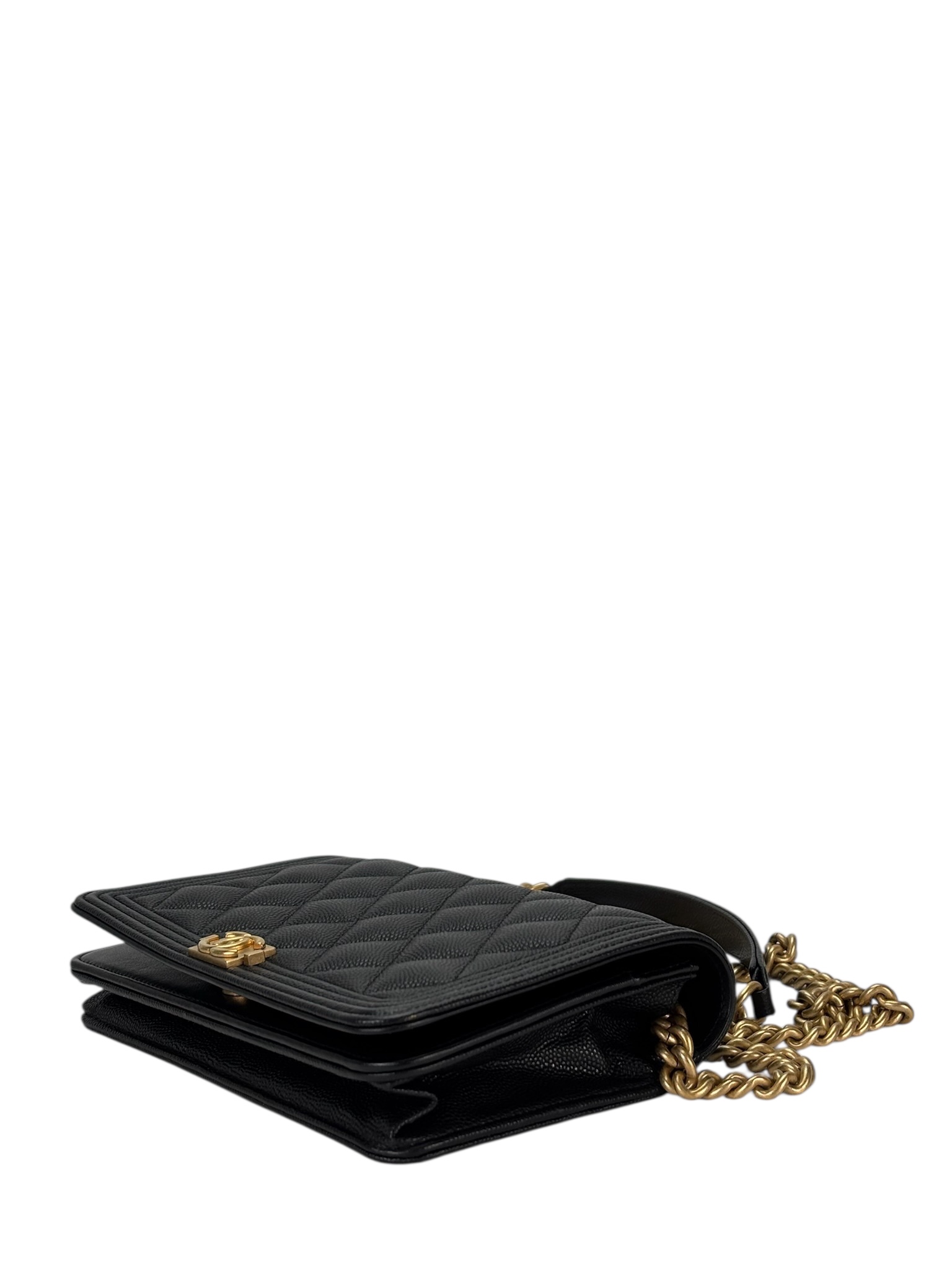 CHANEL - Black Caviar Quilted Boy Wallet On Chain (WOC)