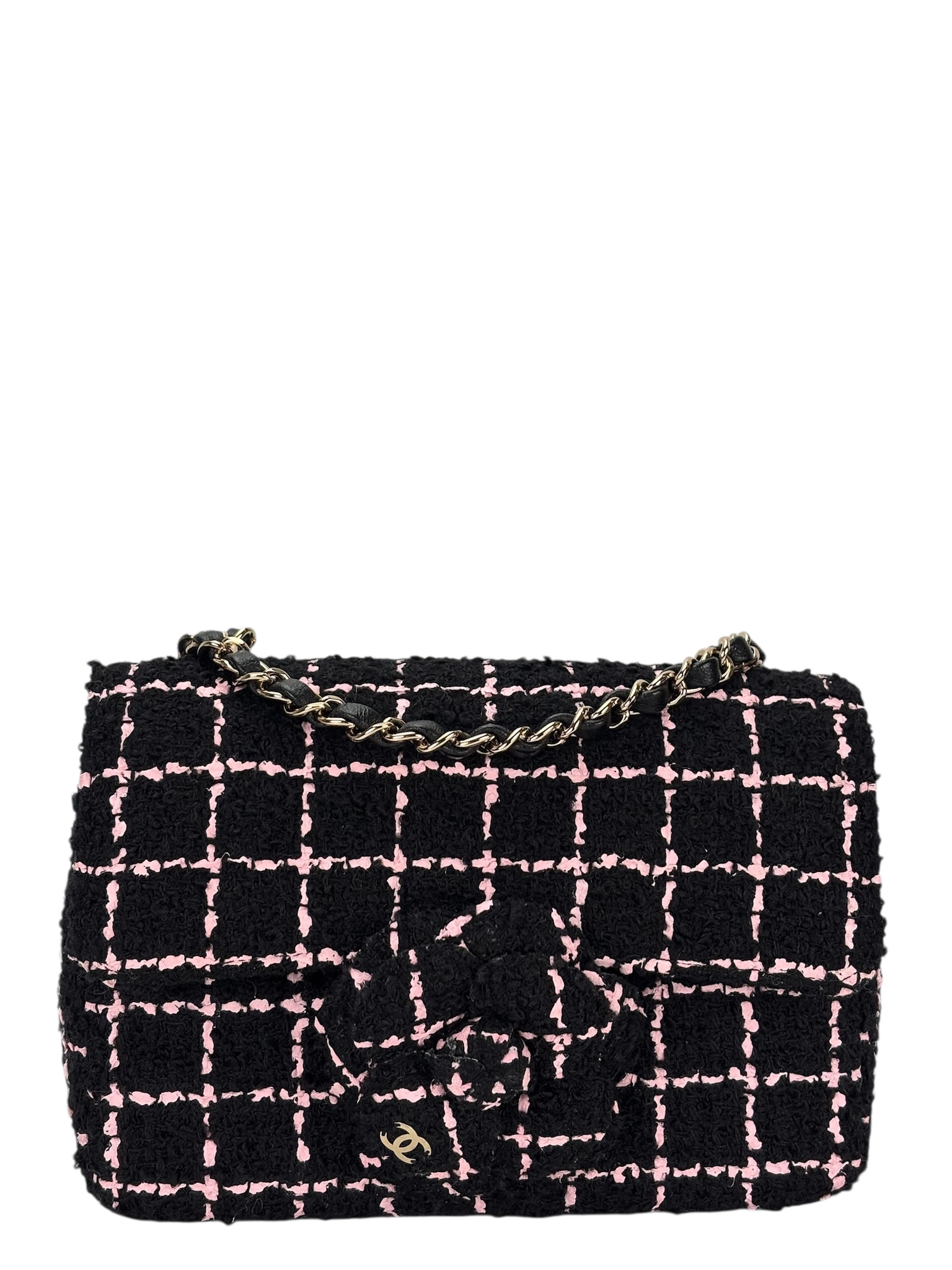 CHANEL - Multicolor Wood Tweed Camellia Small Flap Bag