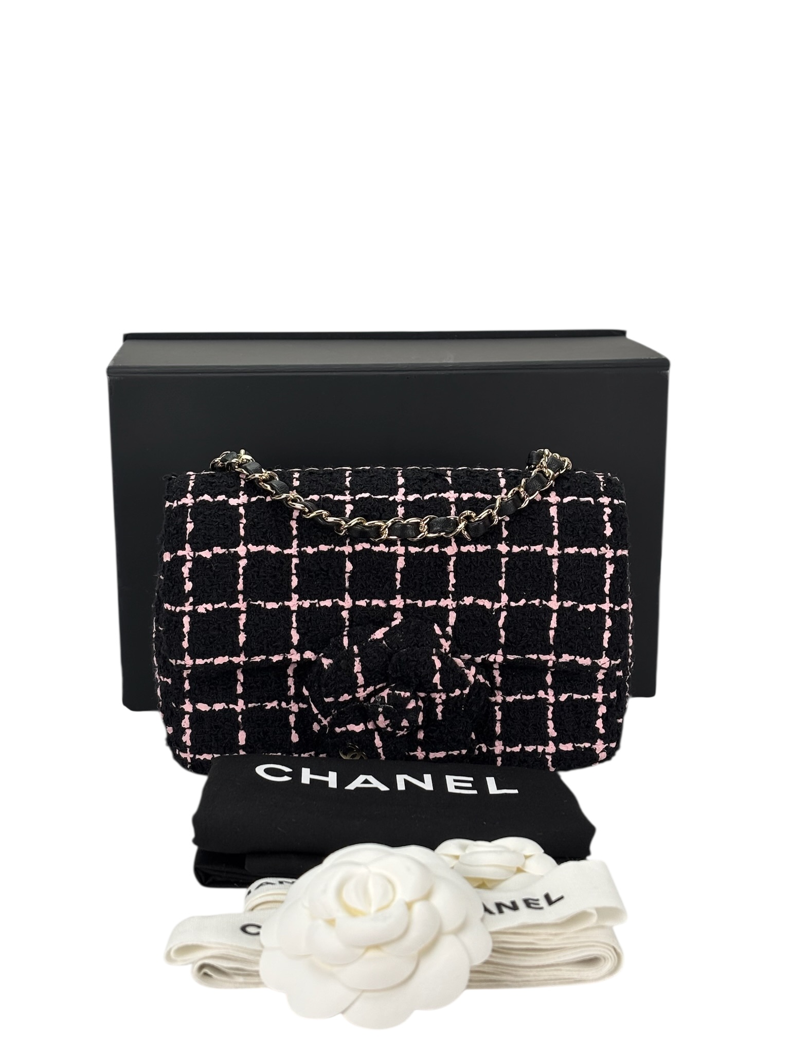 CHANEL - Multicolor Wood Tweed Camellia Small Flap Bag