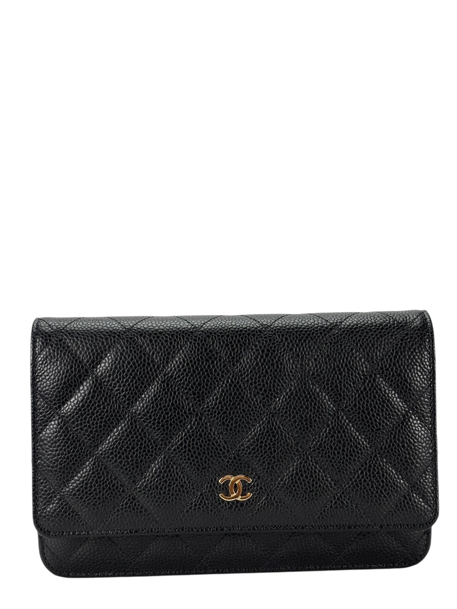 CHANEL - Black Caviar Wallet On Chain Gold-Tone Metal (WOC)