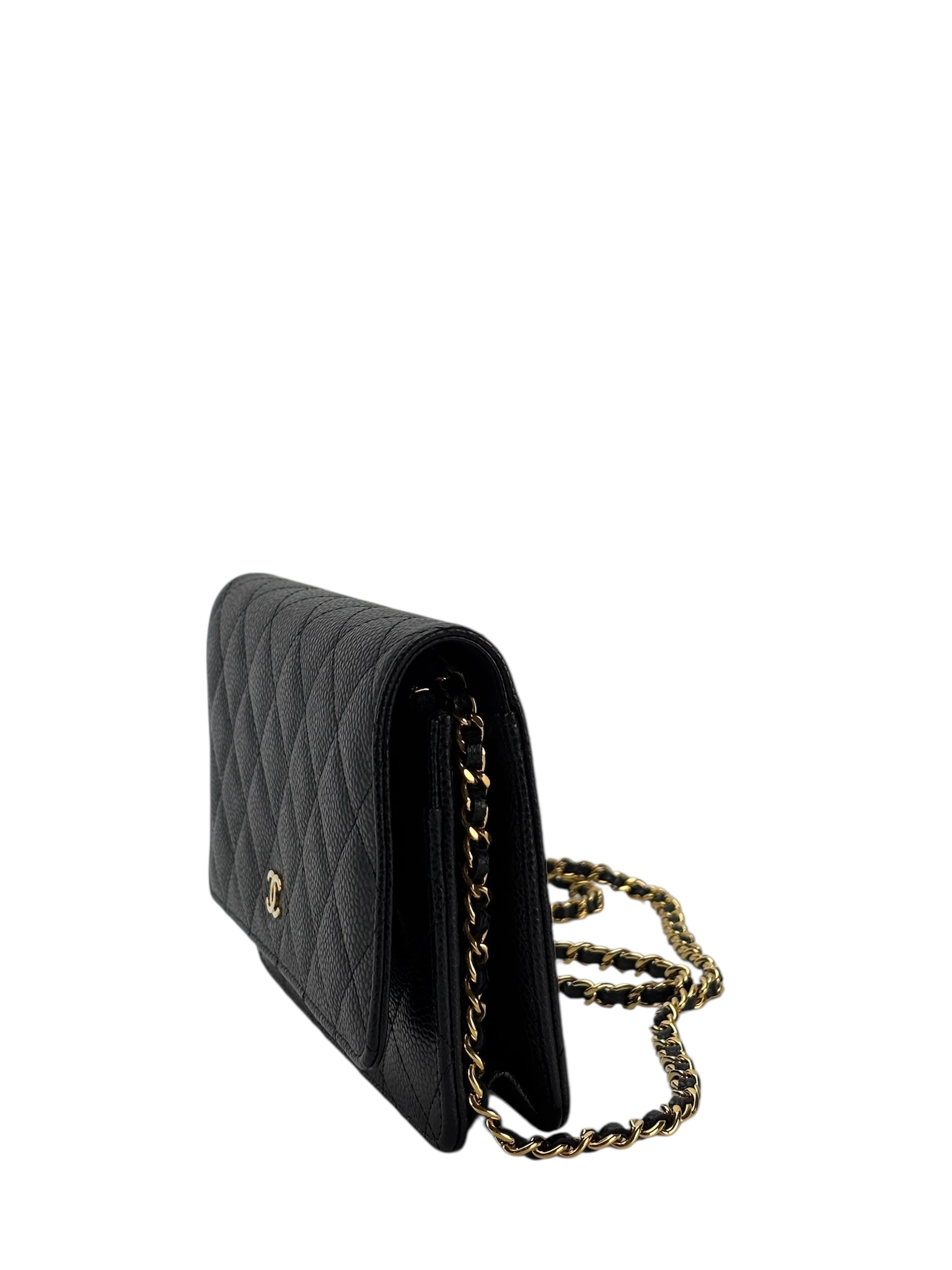 CHANEL - Black Caviar Wallet On Chain Gold-Tone Metal (WOC)