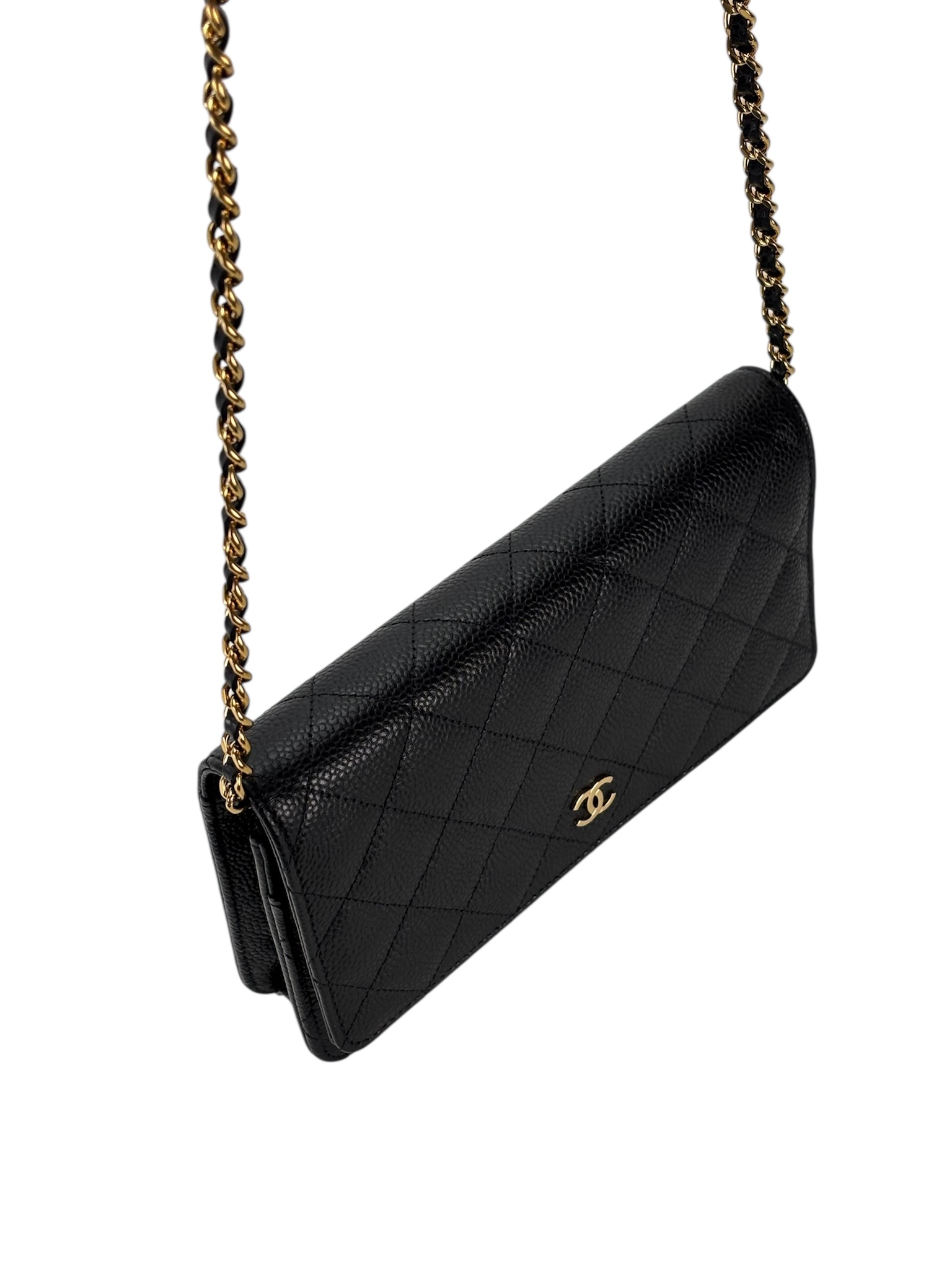 CHANEL - Black Caviar Wallet On Chain Gold-Tone Metal (WOC)