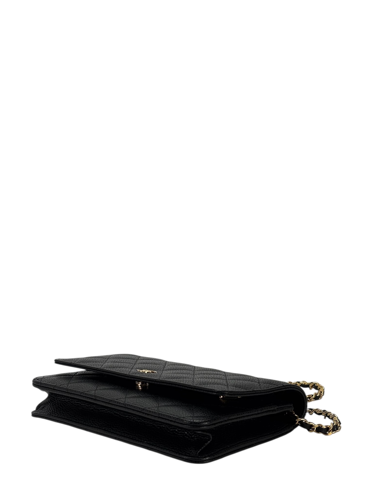 CHANEL - Black Caviar Wallet On Chain Gold-Tone Metal (WOC)