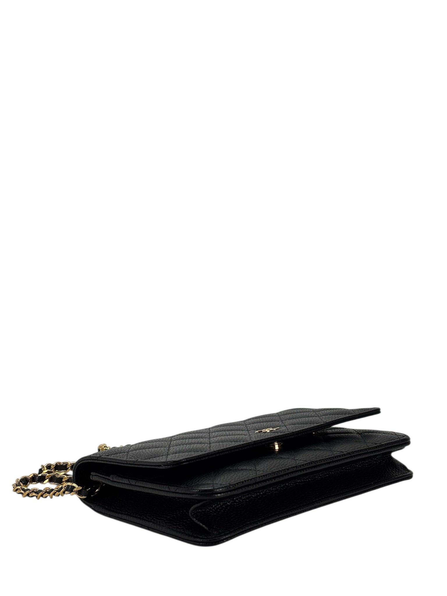 CHANEL - Black Caviar Wallet On Chain Gold-Tone Metal (WOC)