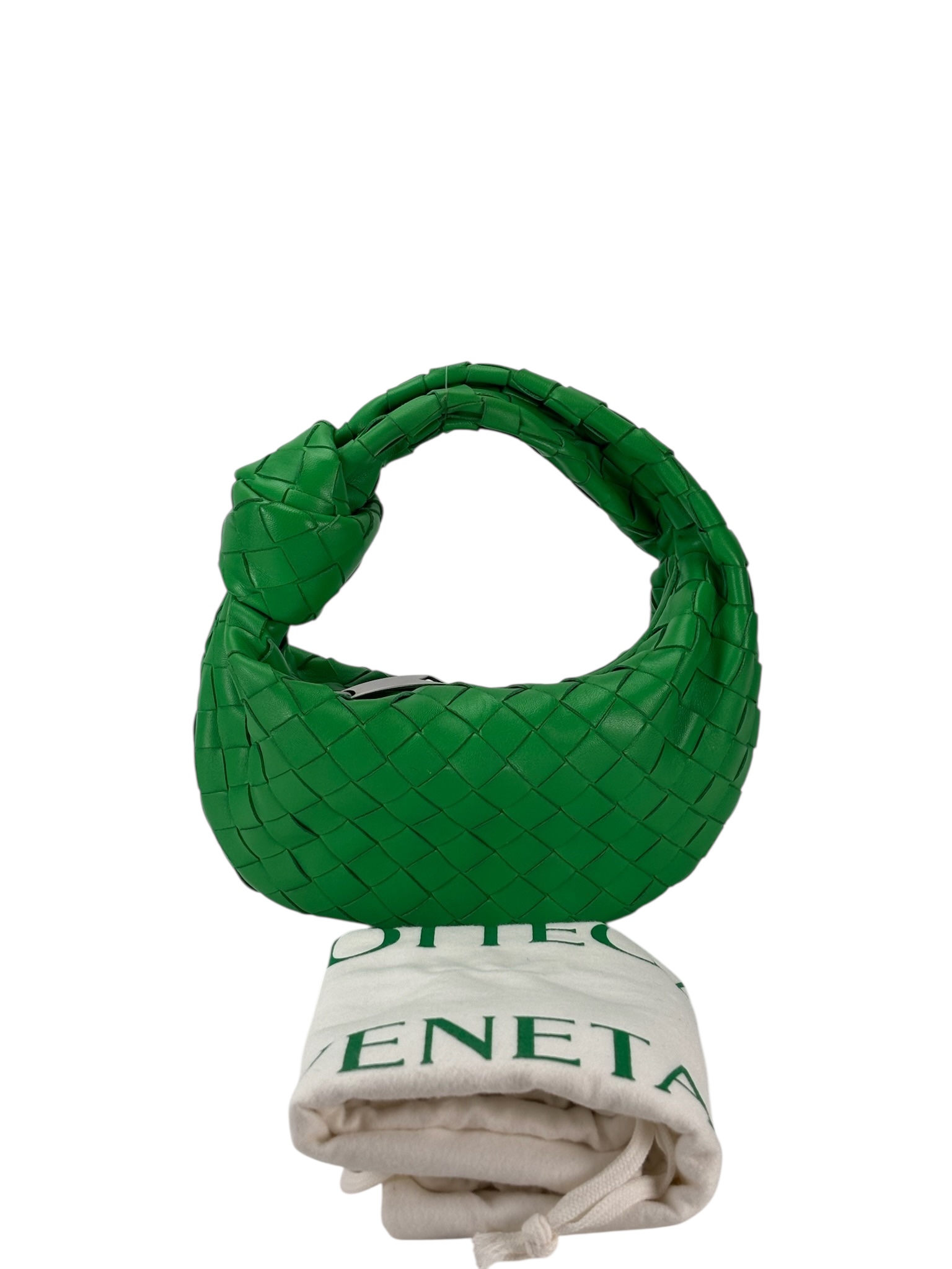 BOTTEGA VENETA - Green Leather Nappa Intrecciato Mini Jodie