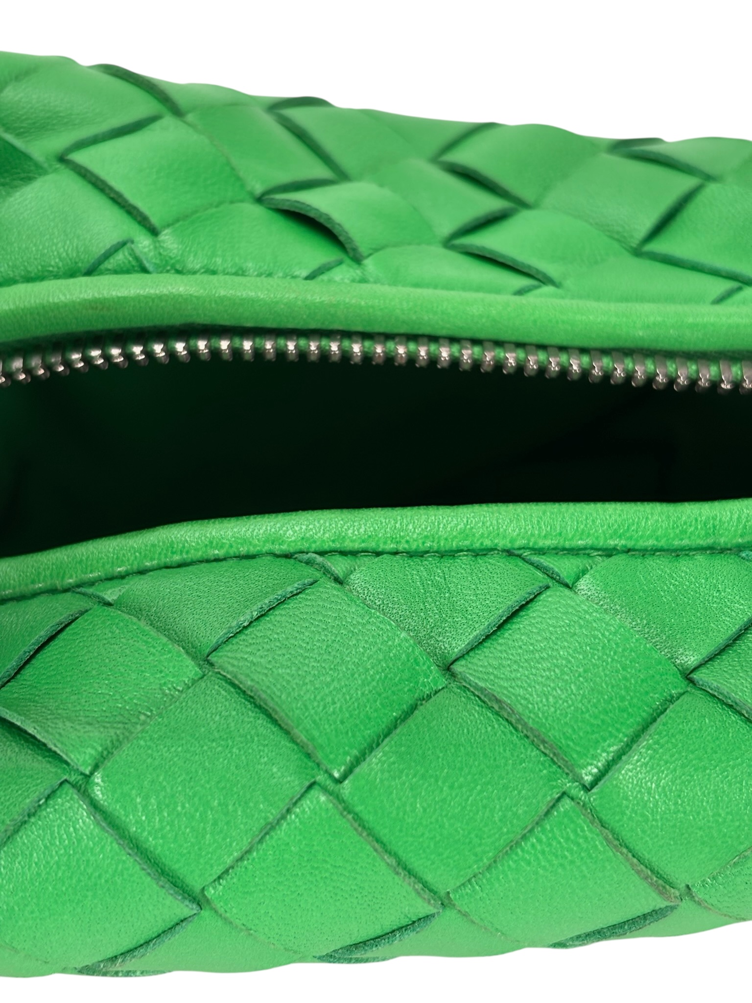 BOTTEGA VENETA - Green Leather Nappa Intrecciato Mini Jodie