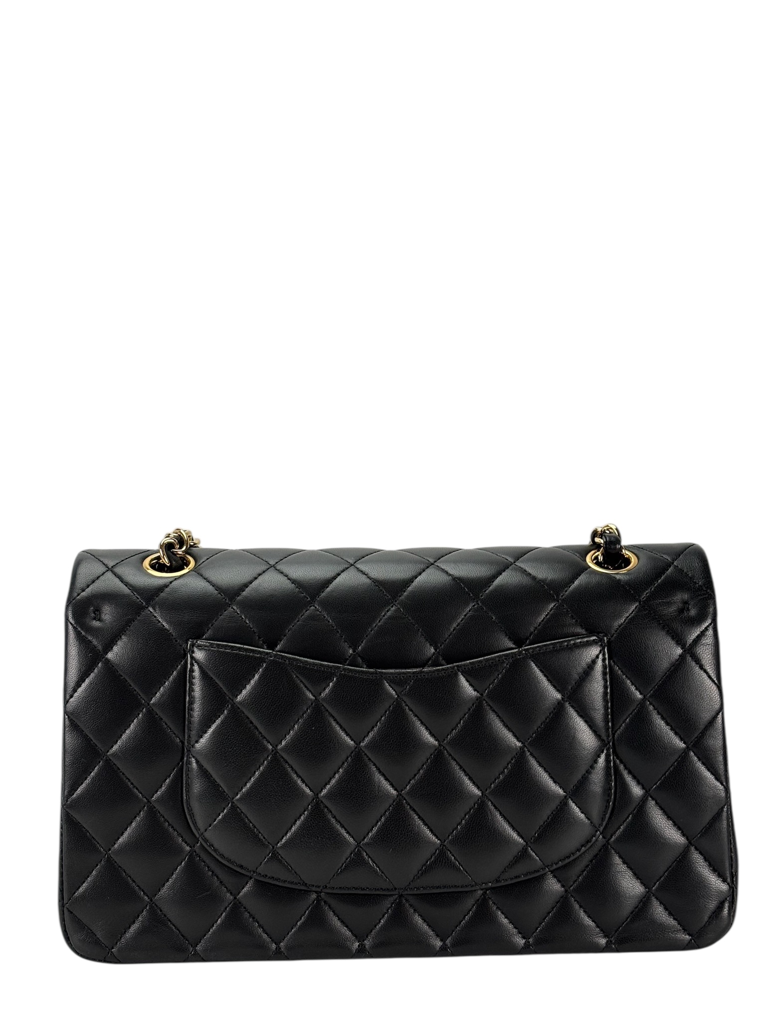 CHANEL - Medium Classic Double Flap Bag Black Lambskin Gold Hardware (CF25)