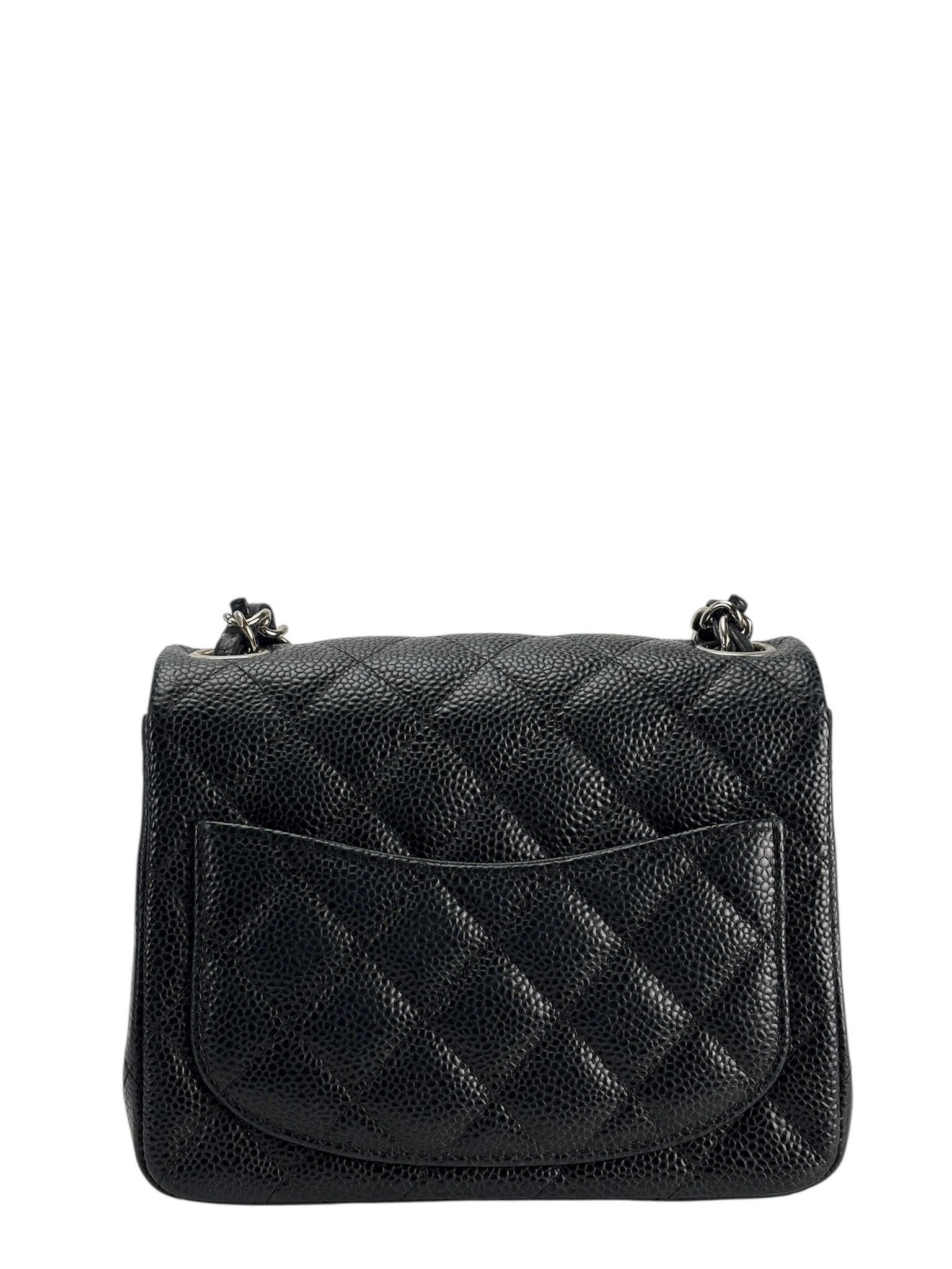 CHANEL - Black Caviar Mini Classic Square Flap Shoulder Bag 17