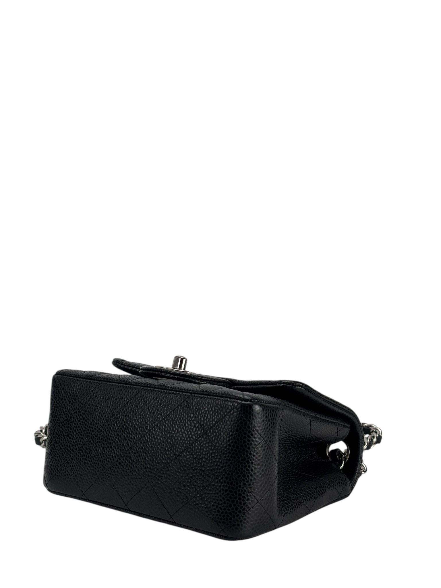 CHANEL - Black Caviar Mini Classic Square Flap Shoulder Bag 17