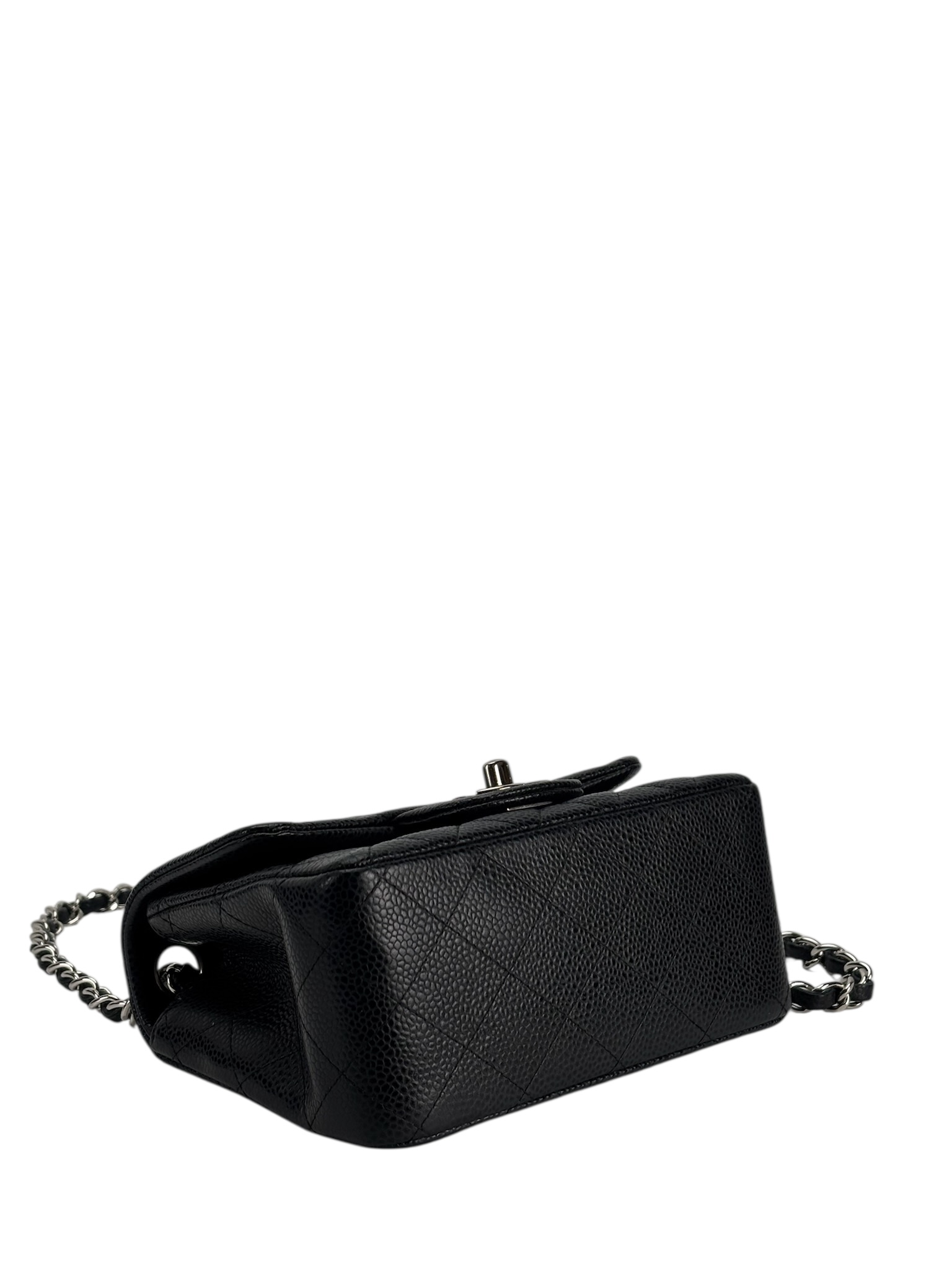 CHANEL - Black Caviar Mini Classic Square Flap Shoulder Bag 17