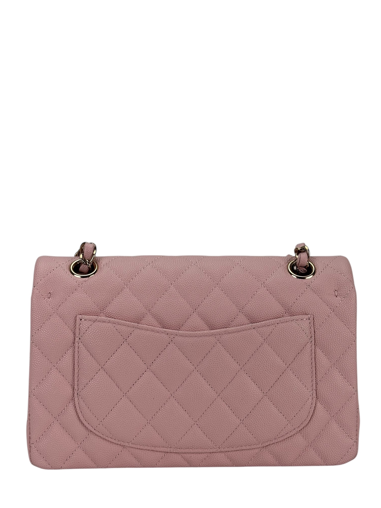 CHANEL - Small Classic Double Flap Bag Pink Caviar Gold Hardware (CF23)