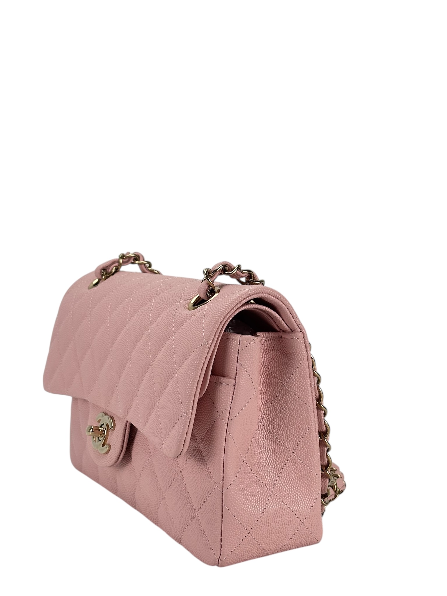CHANEL - Small Classic Double Flap Bag Pink Caviar Gold Hardware (CF23)