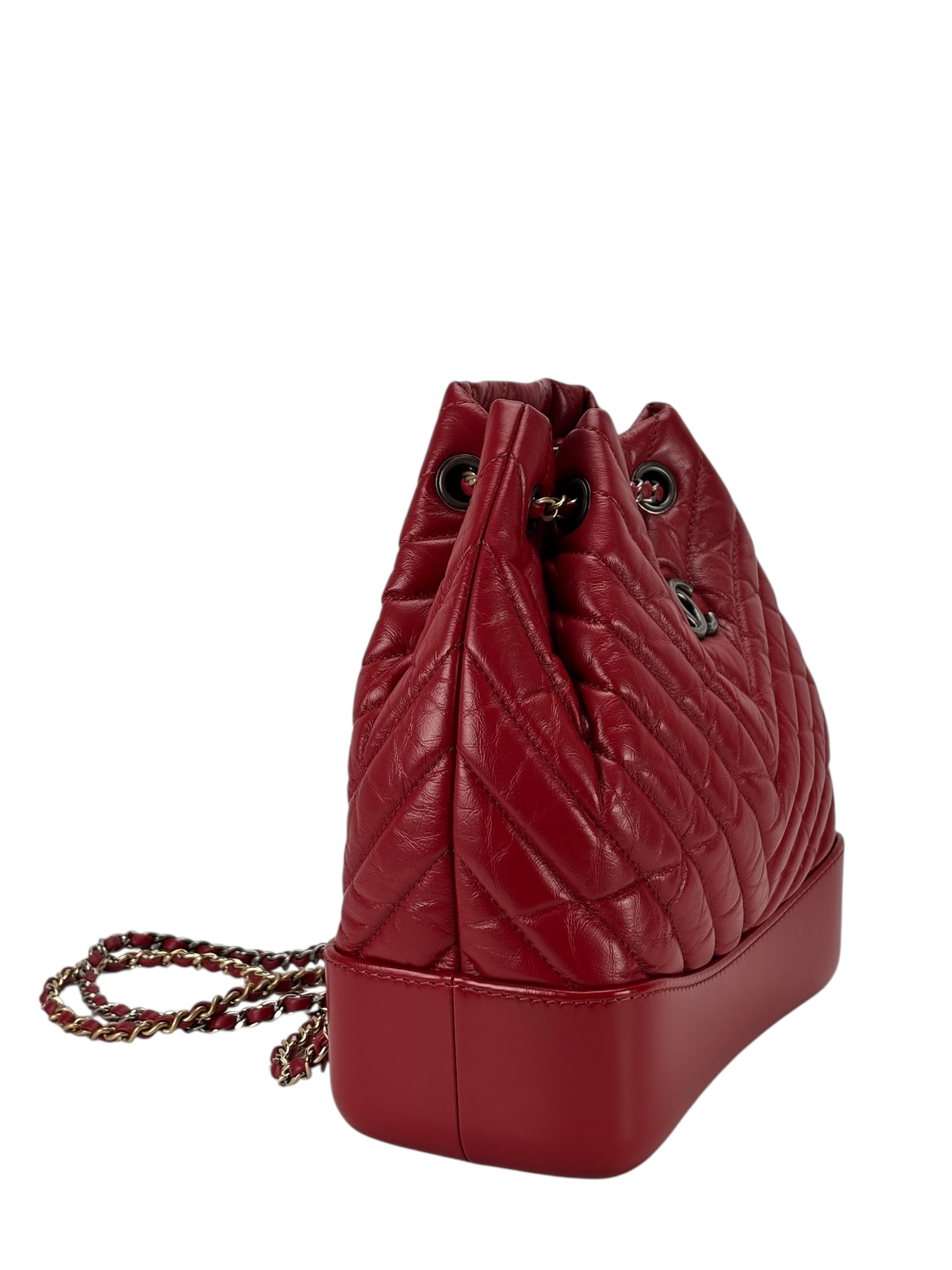 CHANEL - Red Calfskin Chevron Gabrielle Backpack
