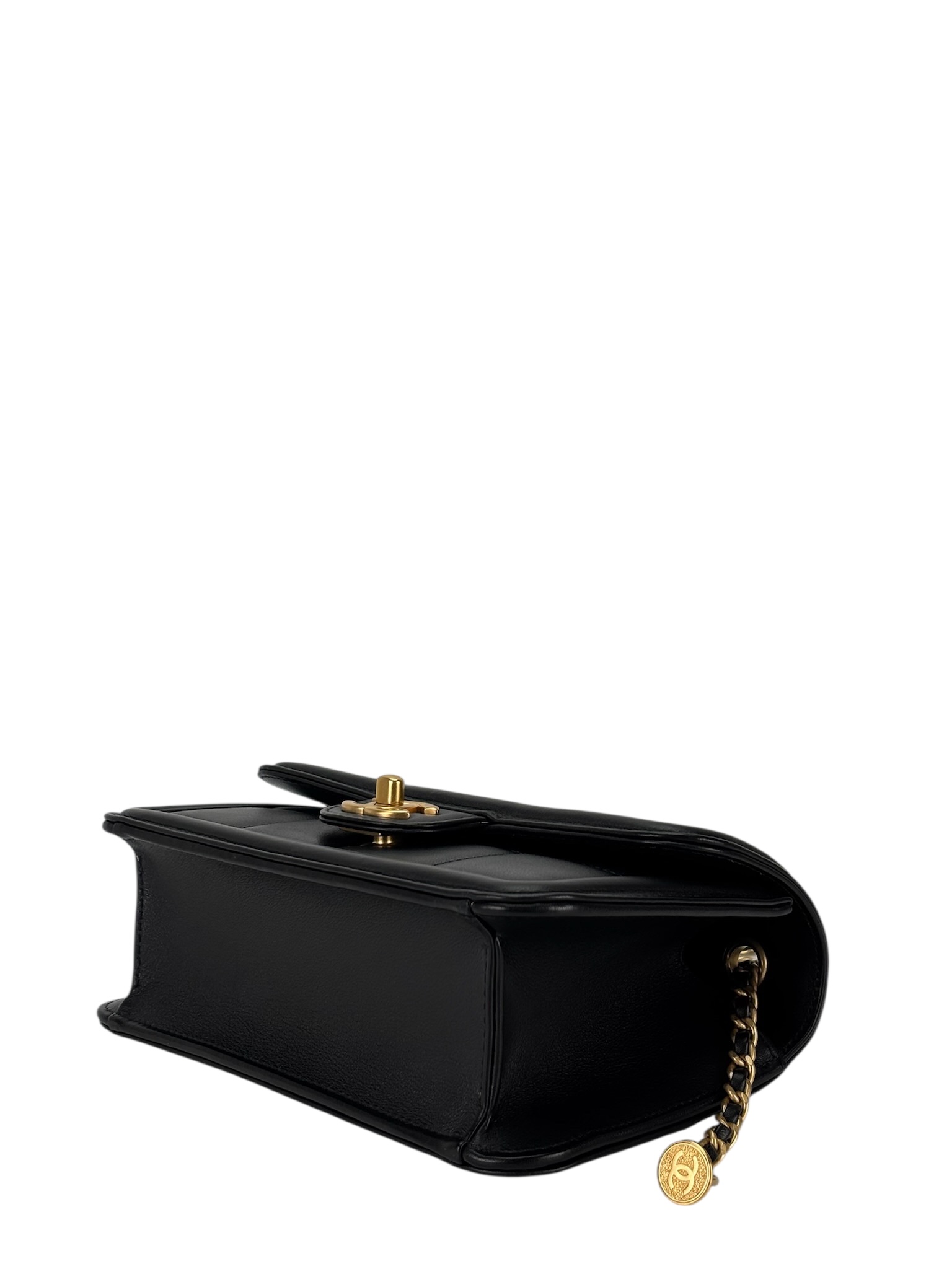 CHANEL - Calfskin Mini Chocolate Bar Flap Bag Black