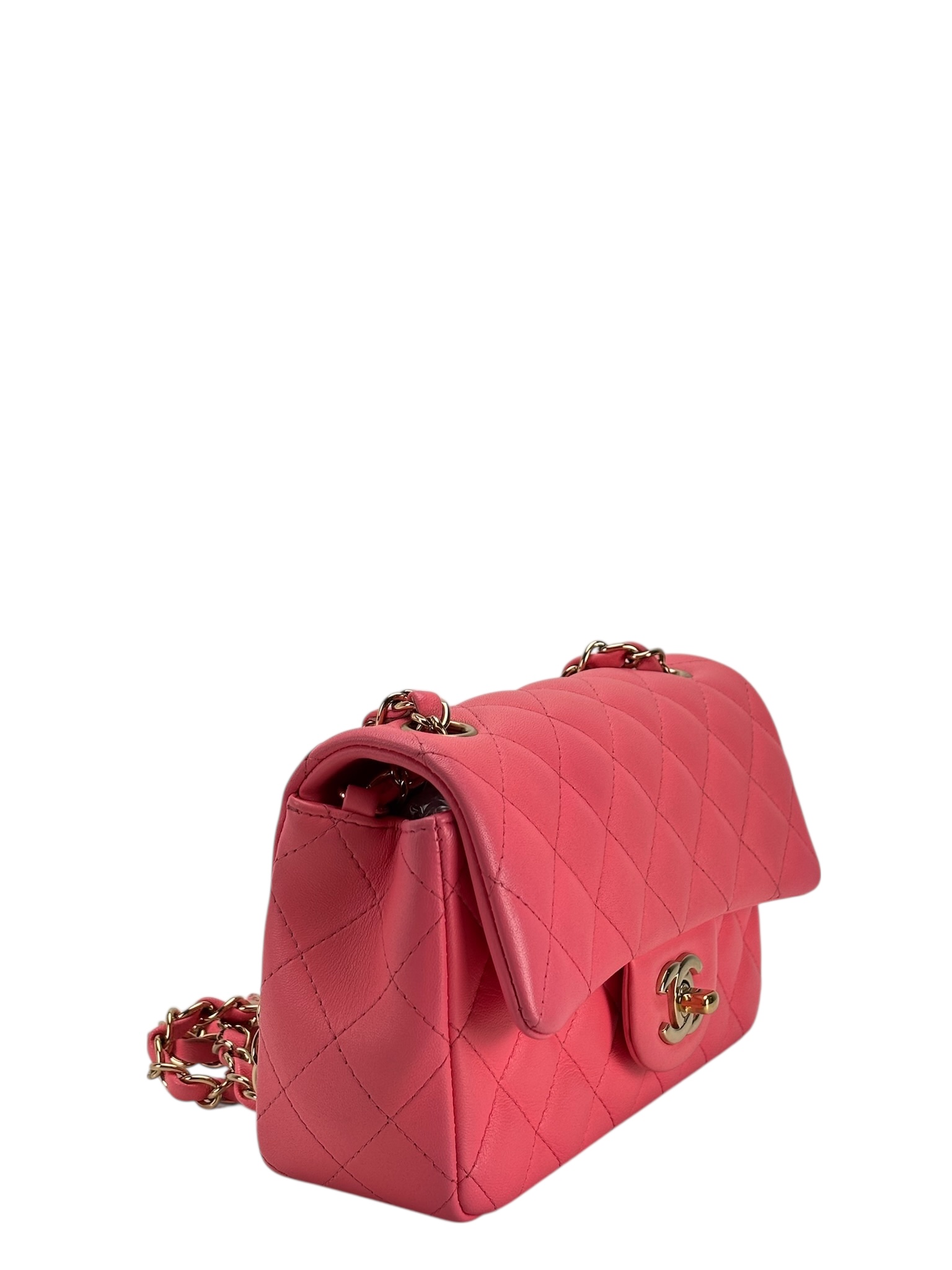 CHANEL - Mini Matlasse 20 Lambskin Single Flap Chain Bag Pink Gold Hardware