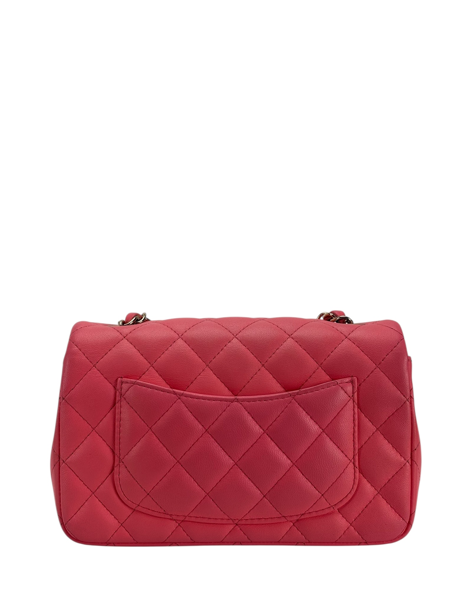 CHANEL - Mini Matlasse 20 Lambskin Single Flap Chain Bag Pink Gold Hardware