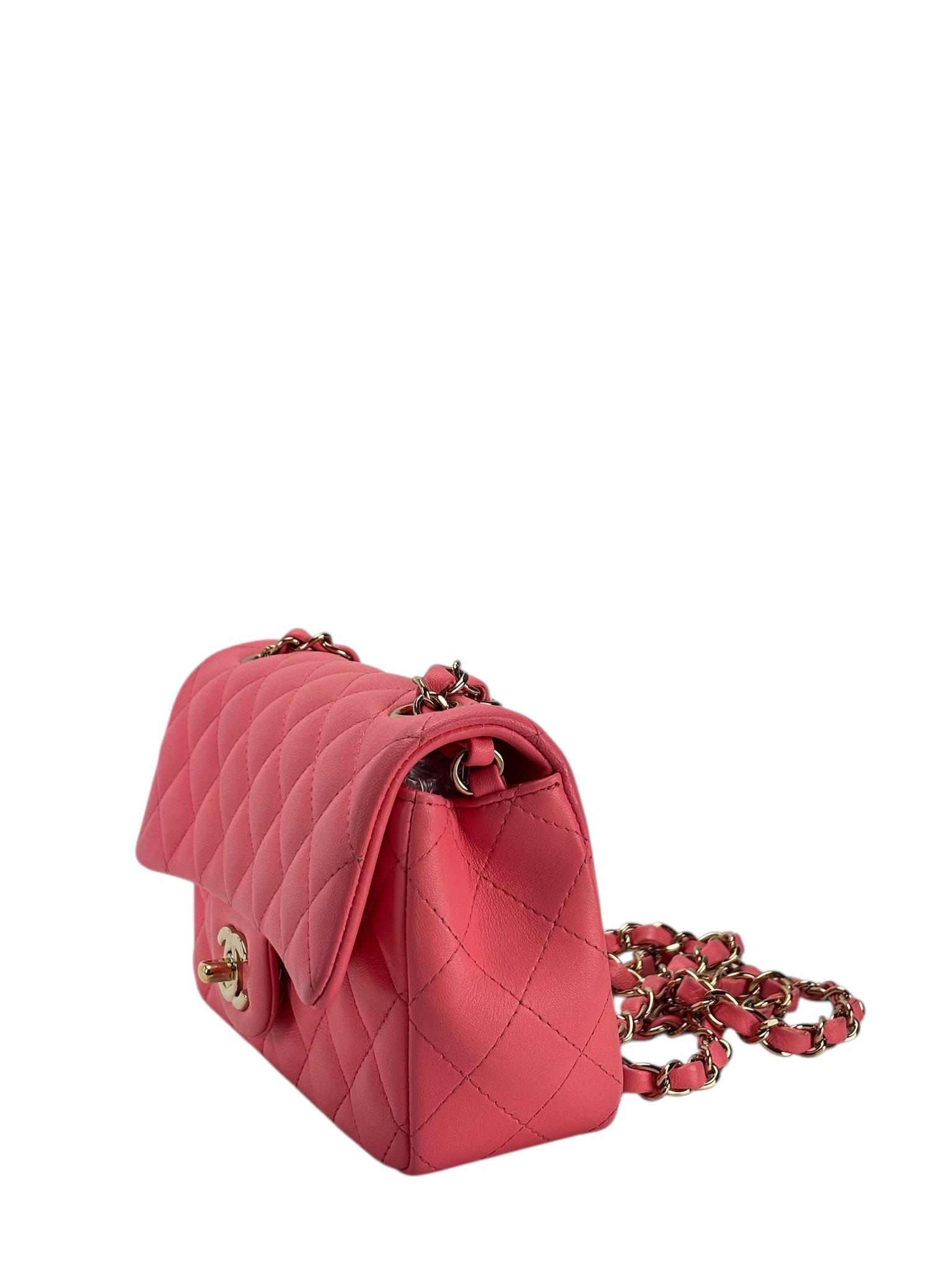 CHANEL - Mini Matlasse 20 Lambskin Single Flap Chain Bag Pink Gold Hardware