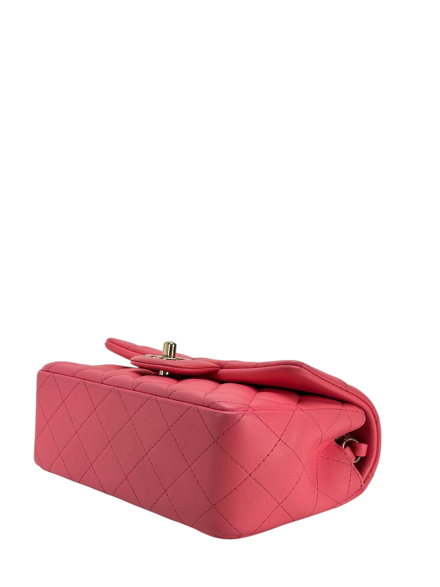 CHANEL - Mini Matlasse 20 Lambskin Single Flap Chain Bag Pink Gold Hardware