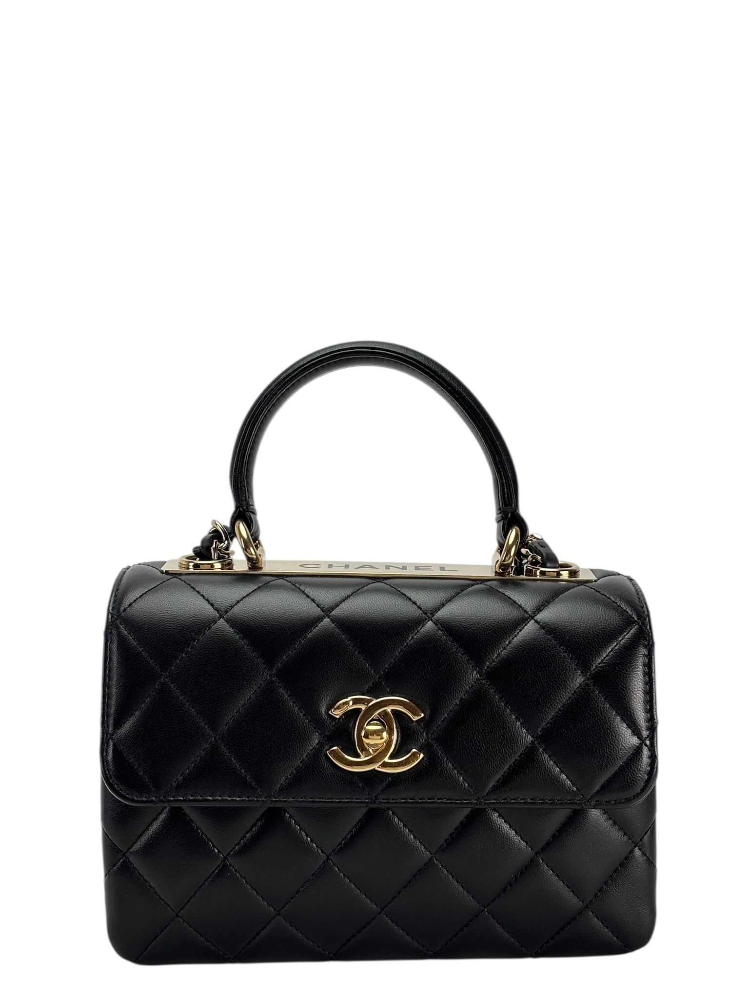 CHANEL - Black Lambskin Trendy CC Top Handle