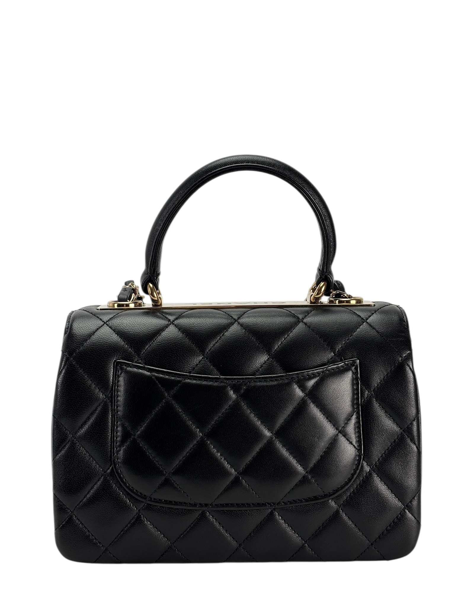 CHANEL - Black Lambskin Trendy CC Top Handle