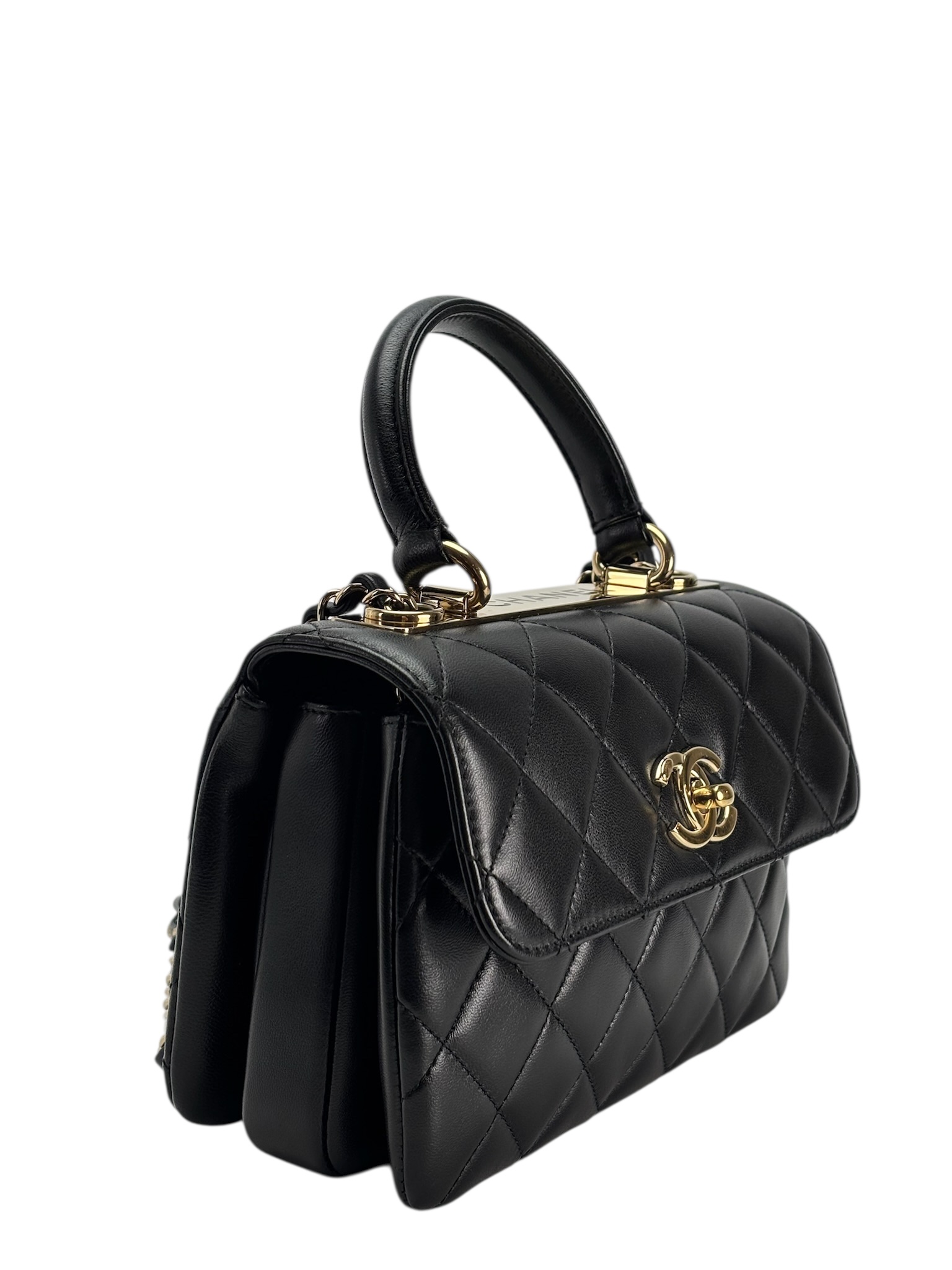 CHANEL - Black Lambskin Trendy CC Top Handle