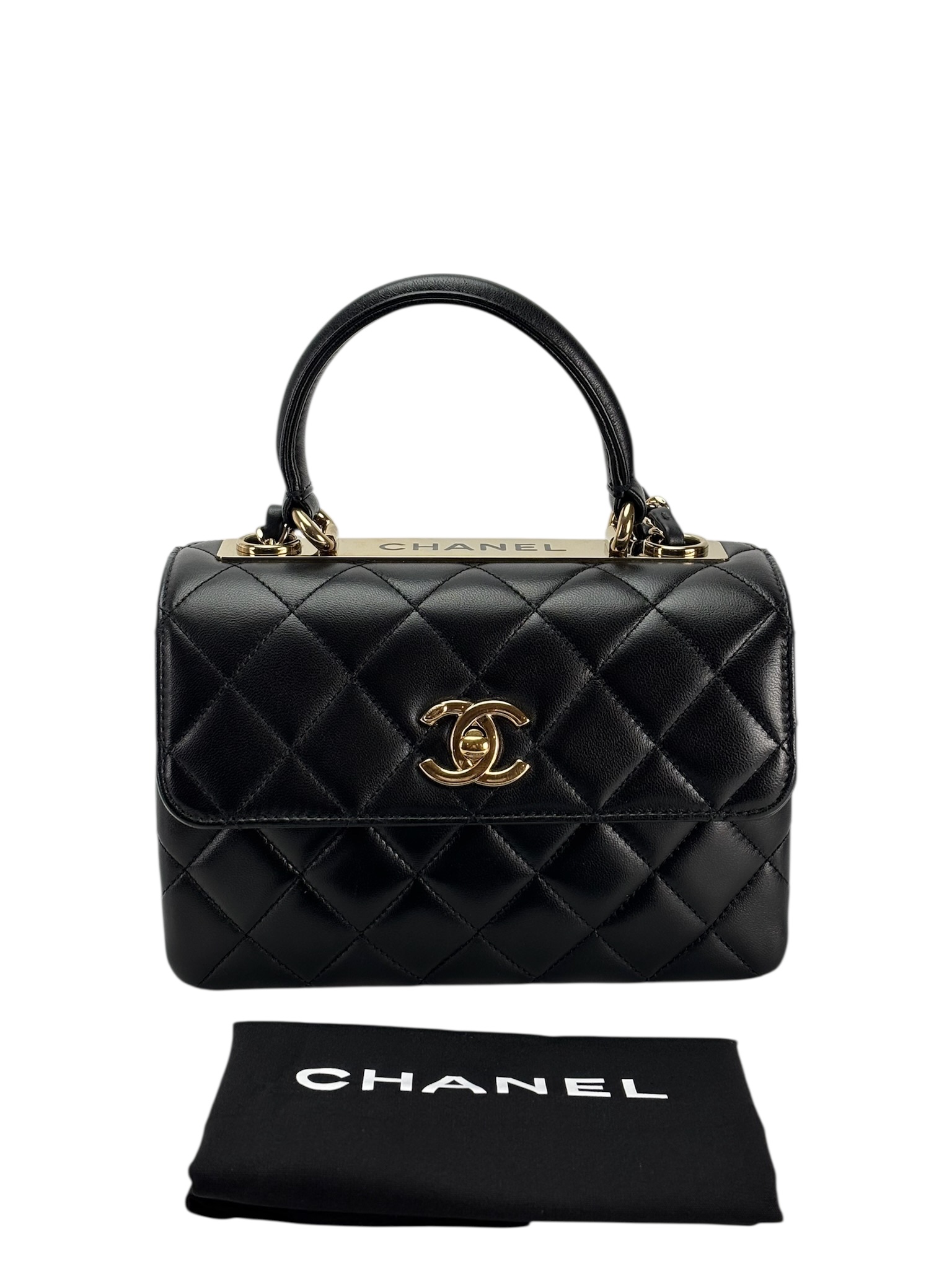 CHANEL - Black Lambskin Trendy CC Top Handle