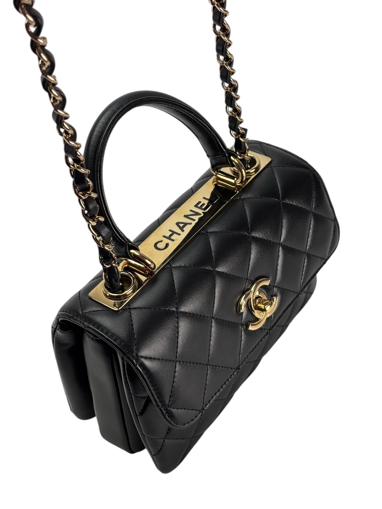 CHANEL - Black Lambskin Trendy CC Top Handle