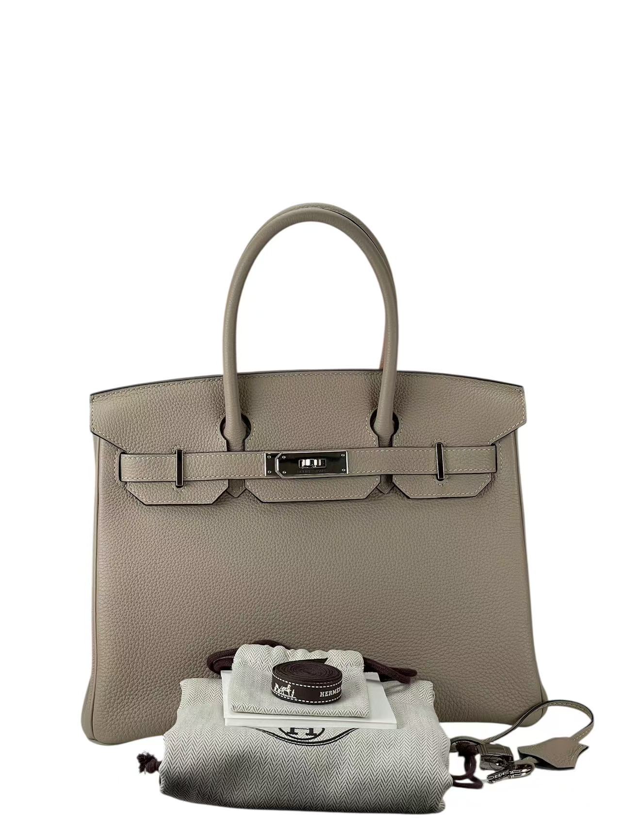 HERMES - Birkin 30 Tourterelle Togo Palladium Hardware 