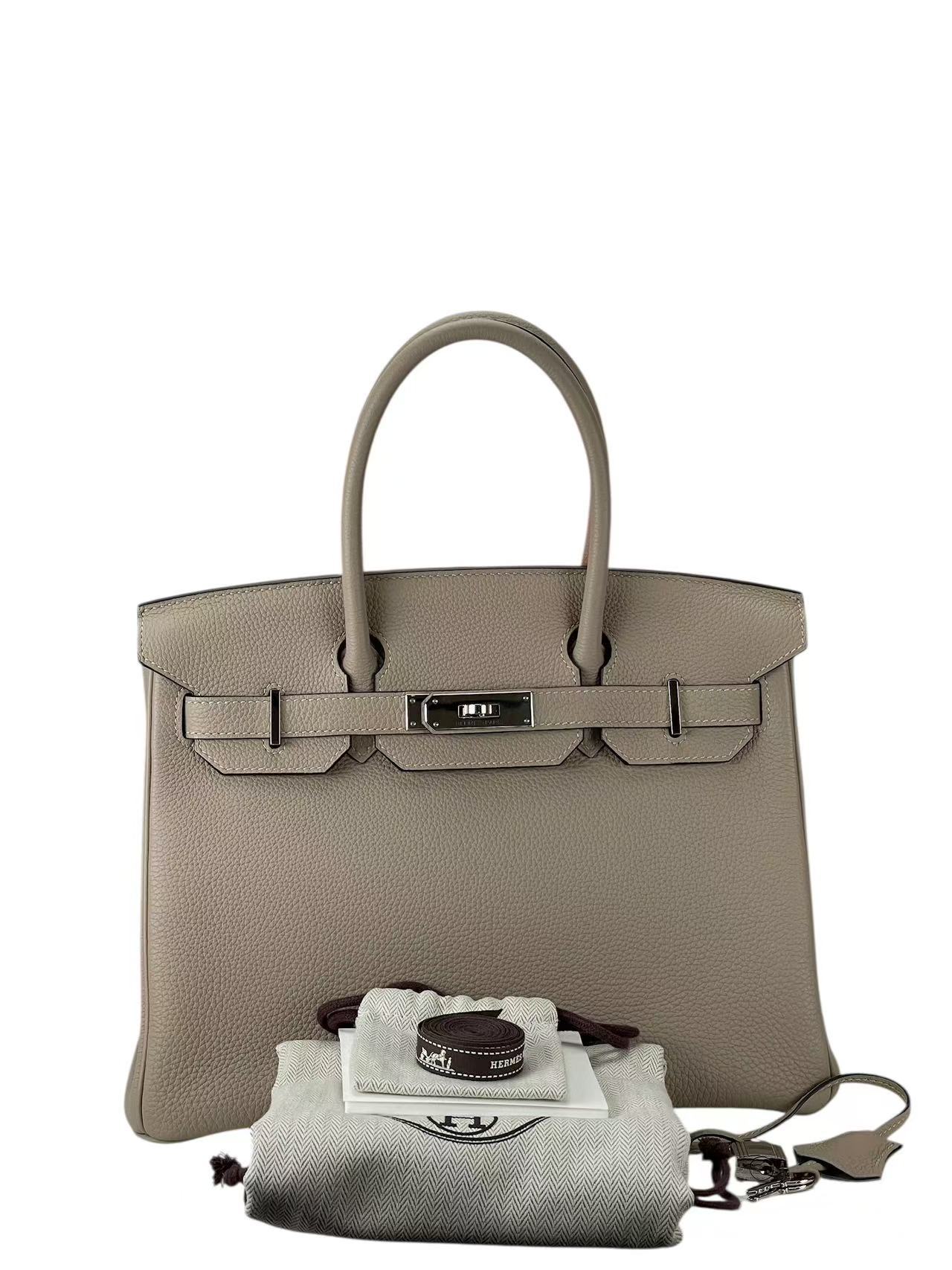 HERMES - Birkin 30 Tourterelle Togo Palladium Hardware 