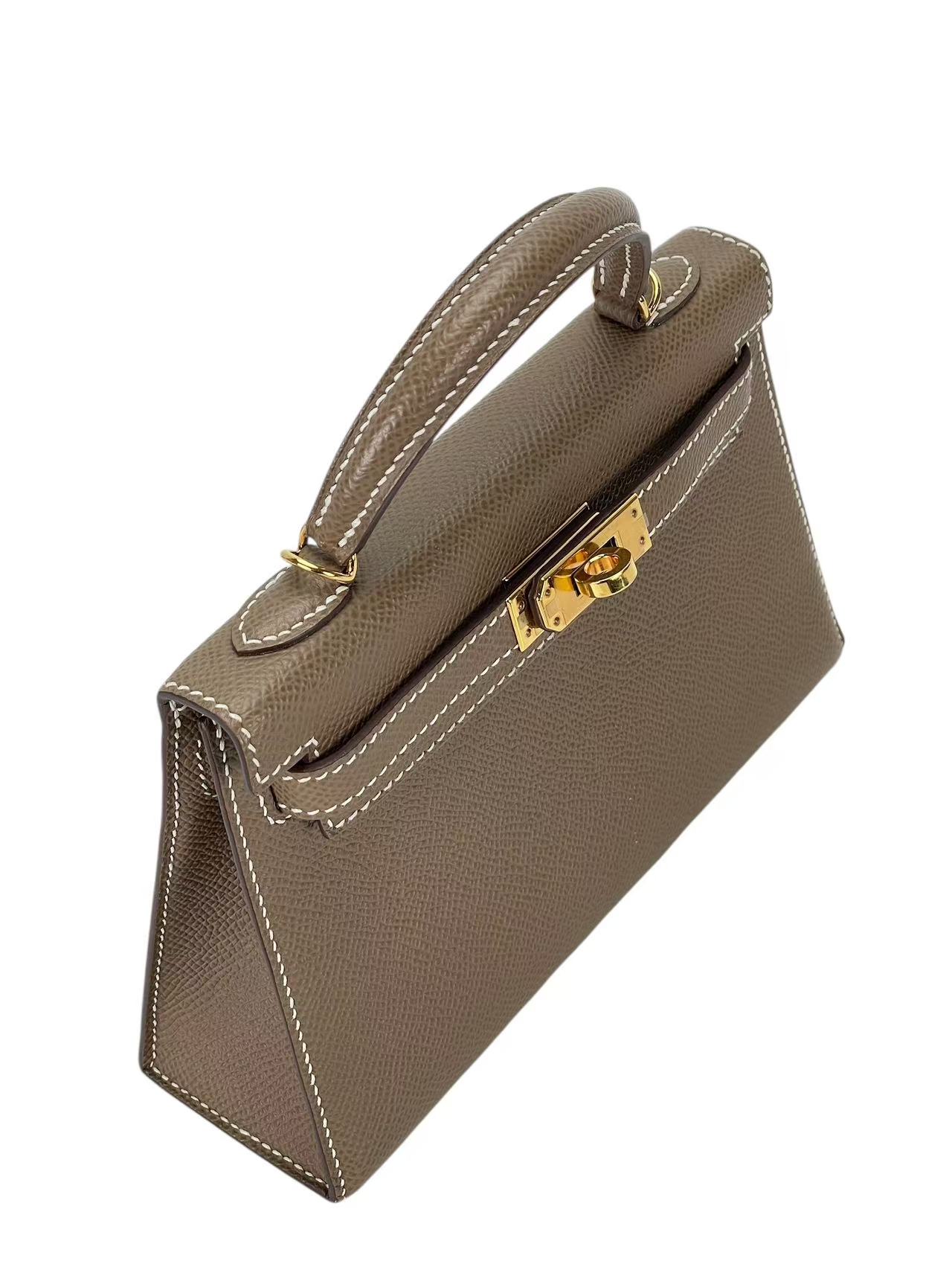 HERMES - Mini Kelly 2 Etoupe Epsom Gold Hardware