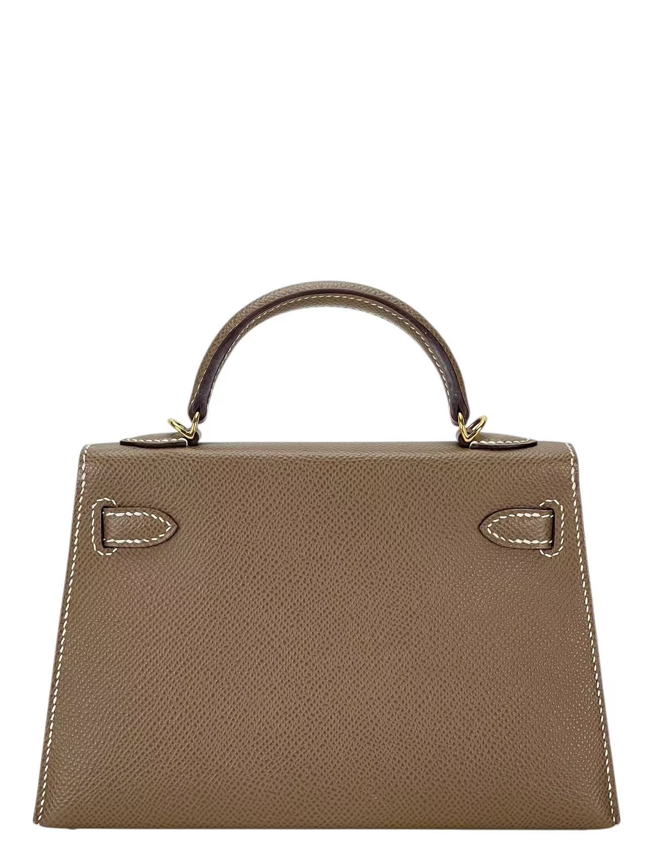 HERMES - Mini Kelly 2 Etoupe Epsom Gold Hardware