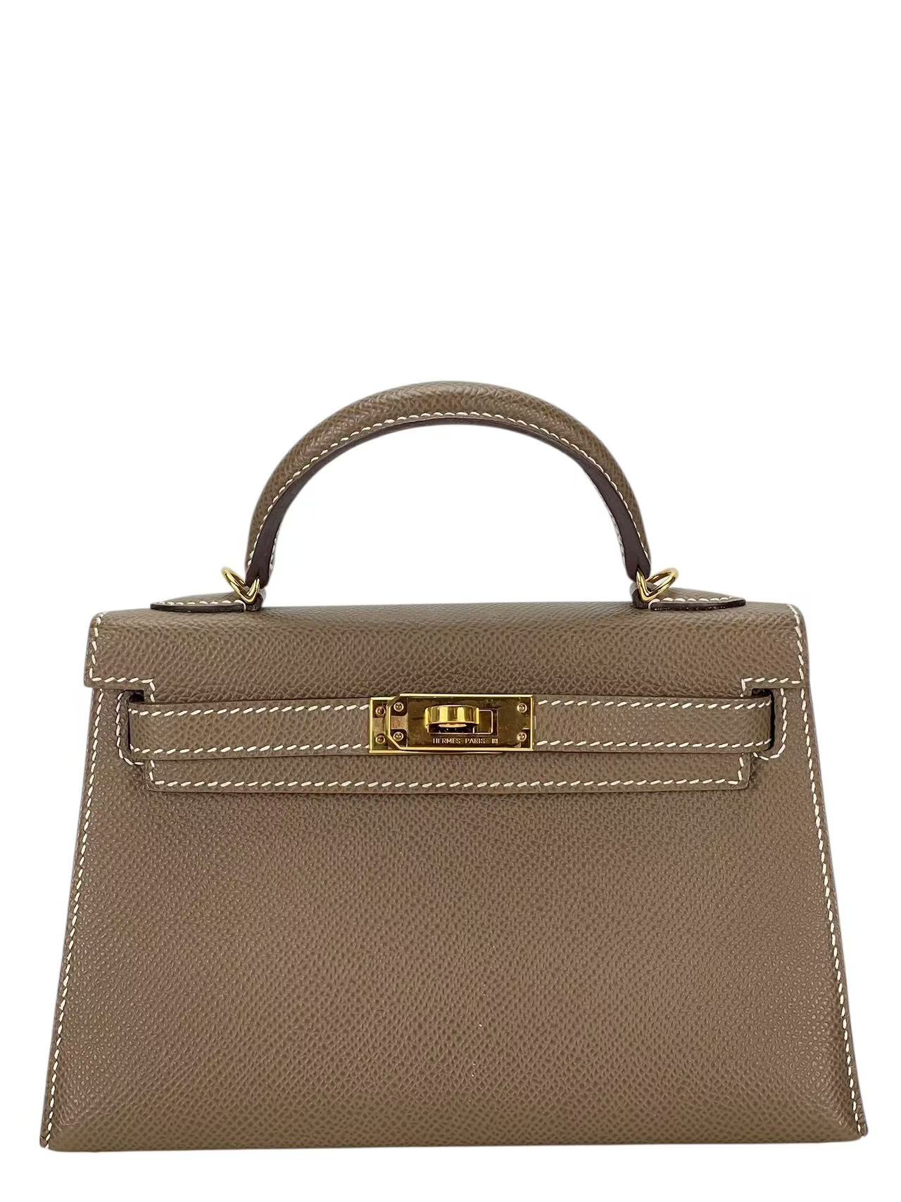 HERMES - Mini Kelly 2 Etoupe Epsom Gold Hardware