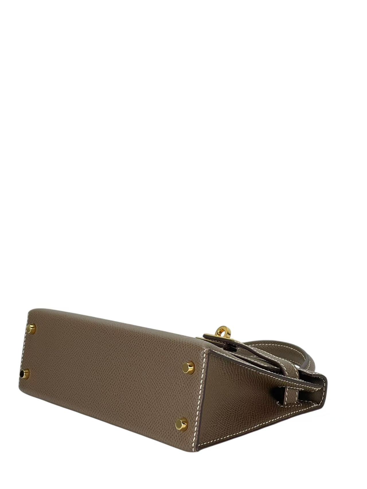 HERMES - Mini Kelly 2 Etoupe Epsom Gold Hardware