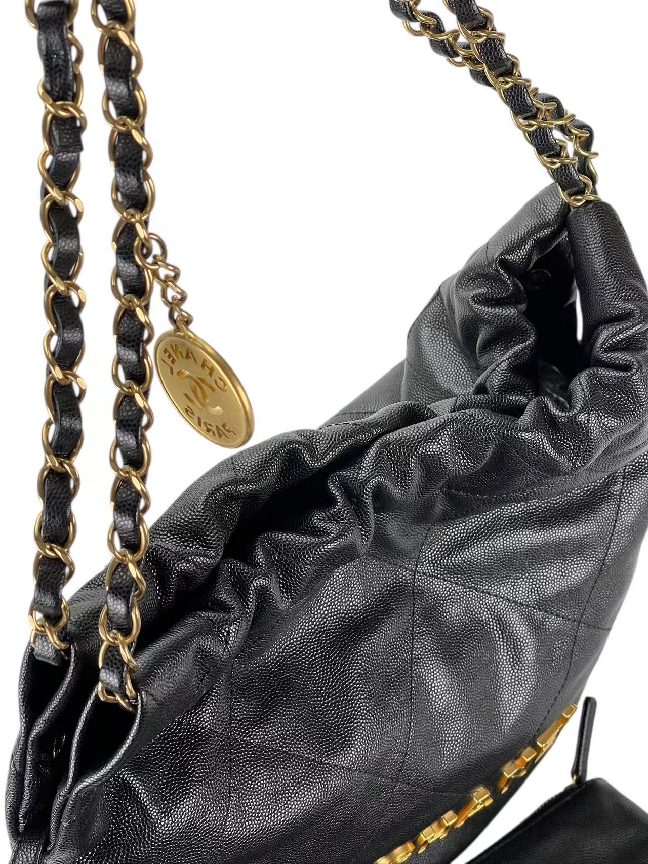 CHANEL - 22 Small Bag Black Caviar Gold Hardware 