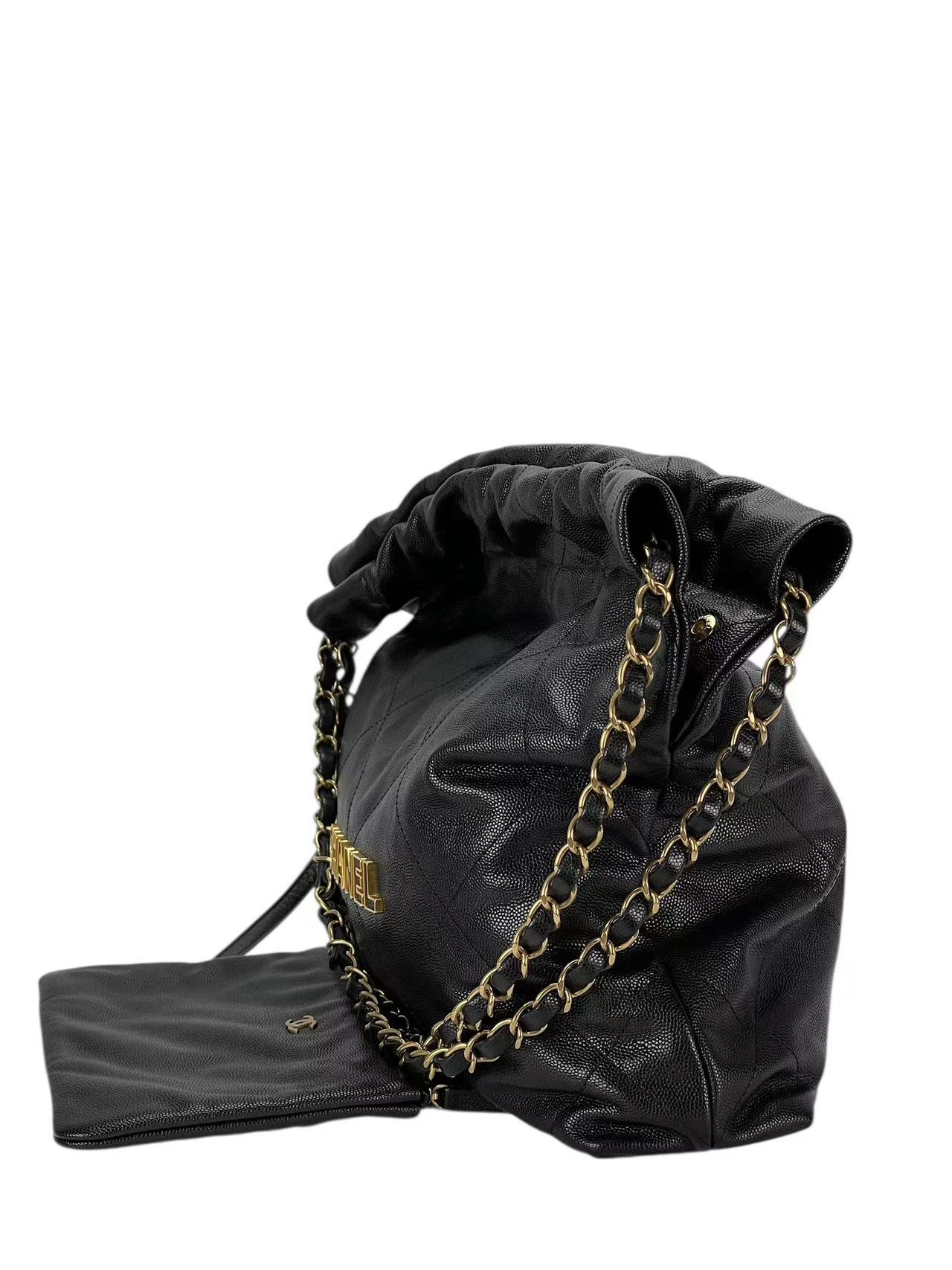 CHANEL - 22 Small Bag Black Caviar Gold Hardware 