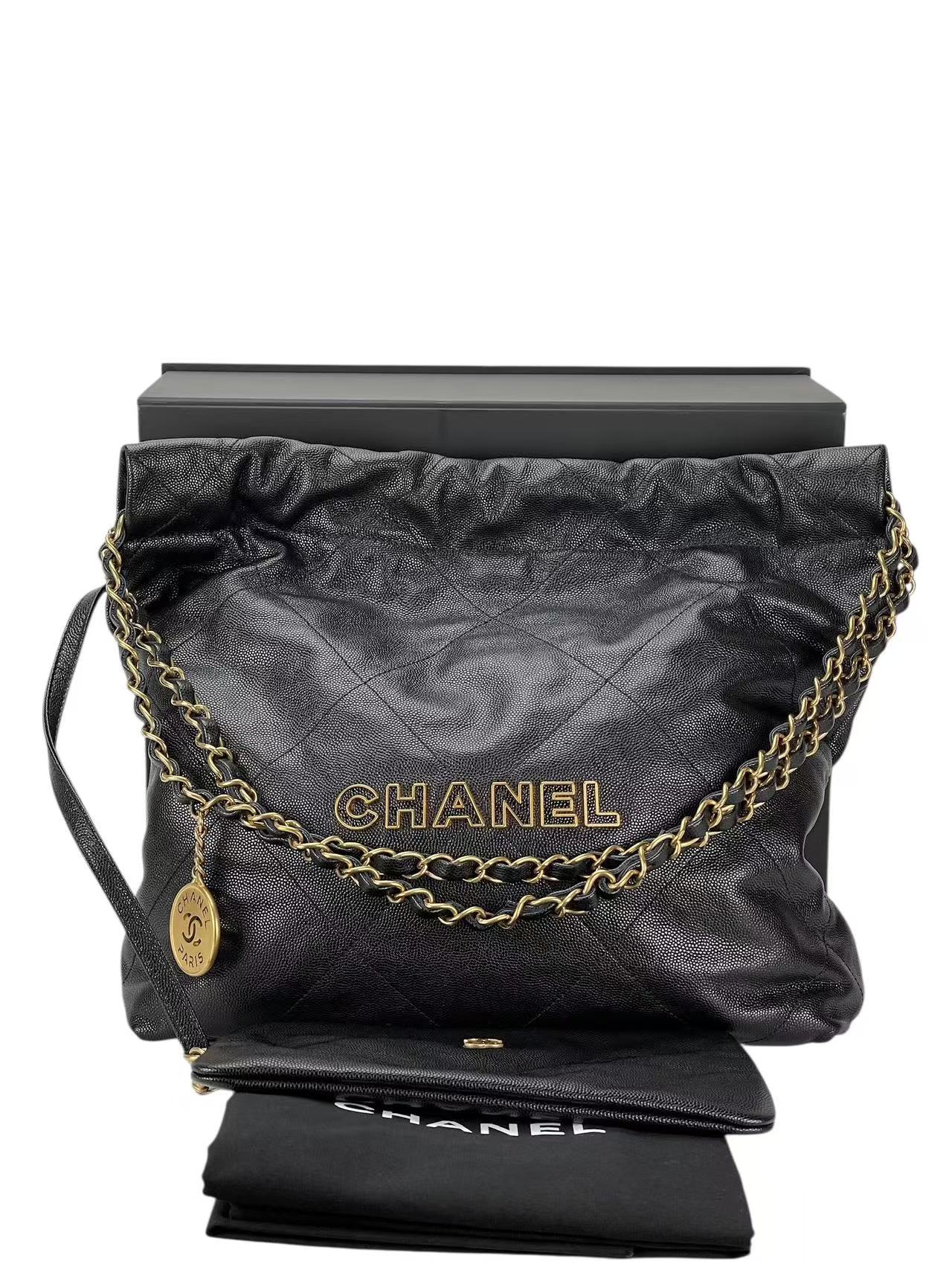 CHANEL - 22 Small Bag Black Caviar Gold Hardware 