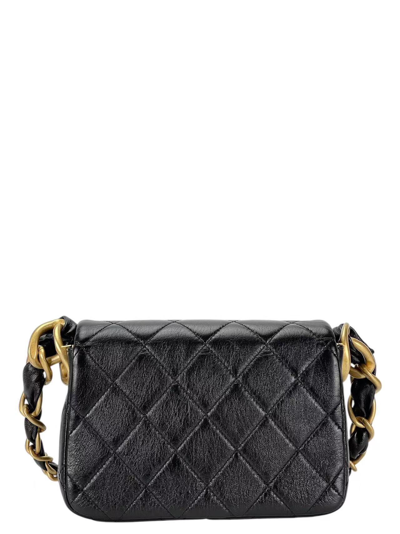 CHANEL - 24S Black Lambskin Crossbody Bag Gold Hardware 