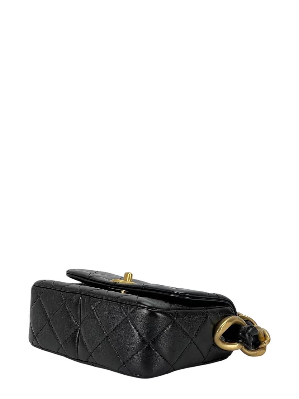 CHANEL - 24S Black Lambskin Crossbody Bag Gold Hardware 