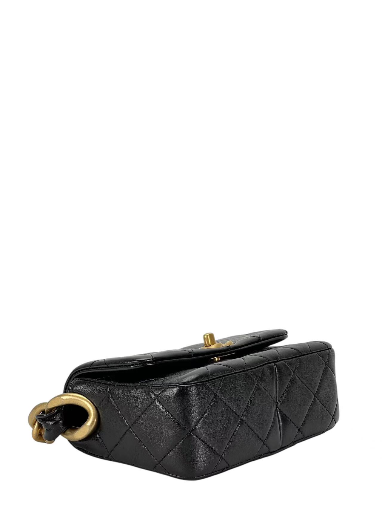 CHANEL - 24S Black Lambskin Crossbody Bag Gold Hardware 
